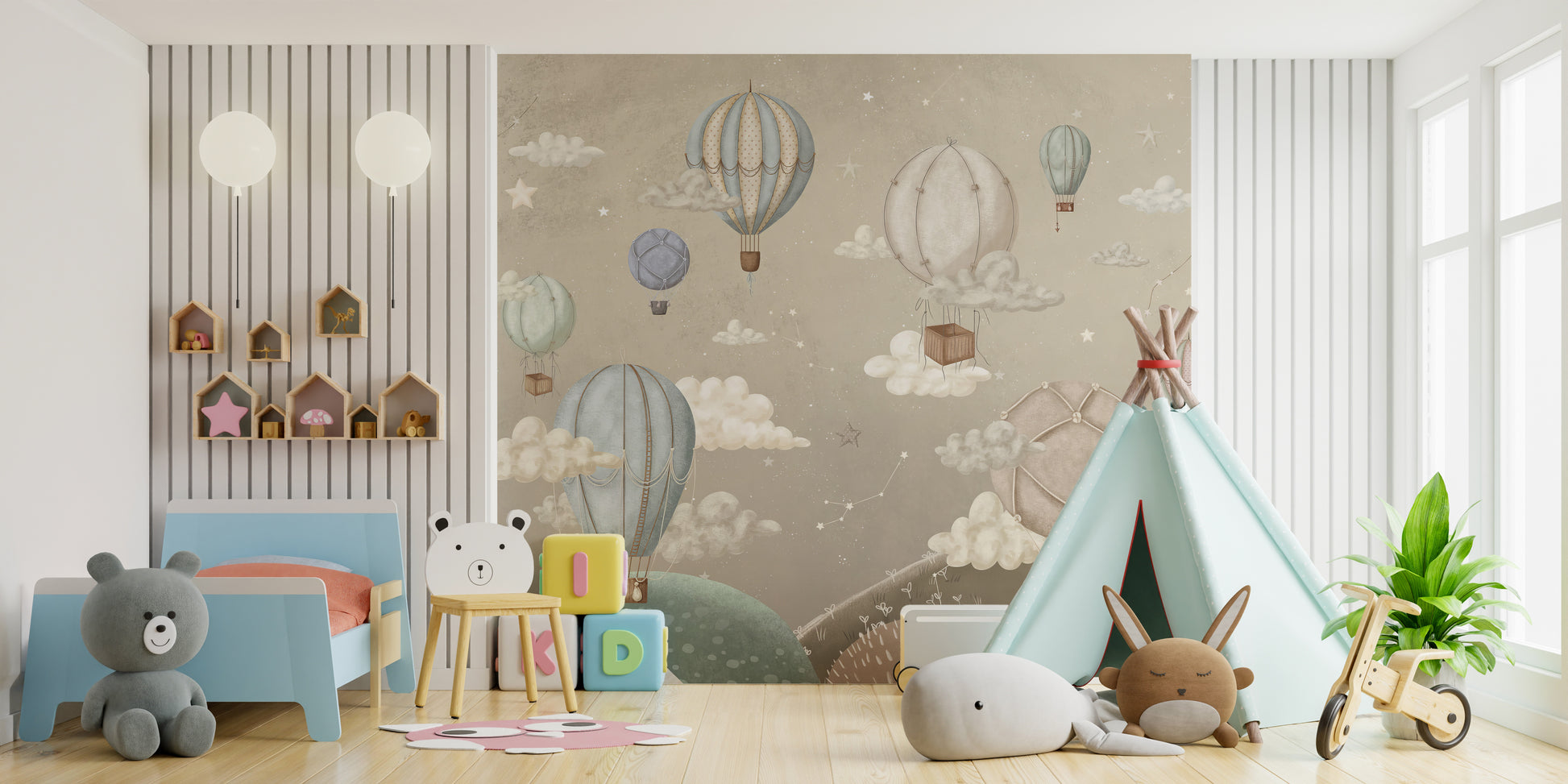 Vintage Balloons Wallpaper Mural for a nostalgic feel