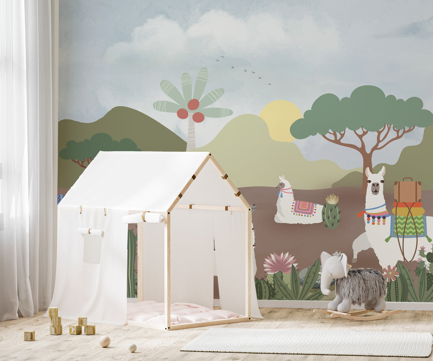 Desert Llama Wallpaper Mural for a unique kids' room