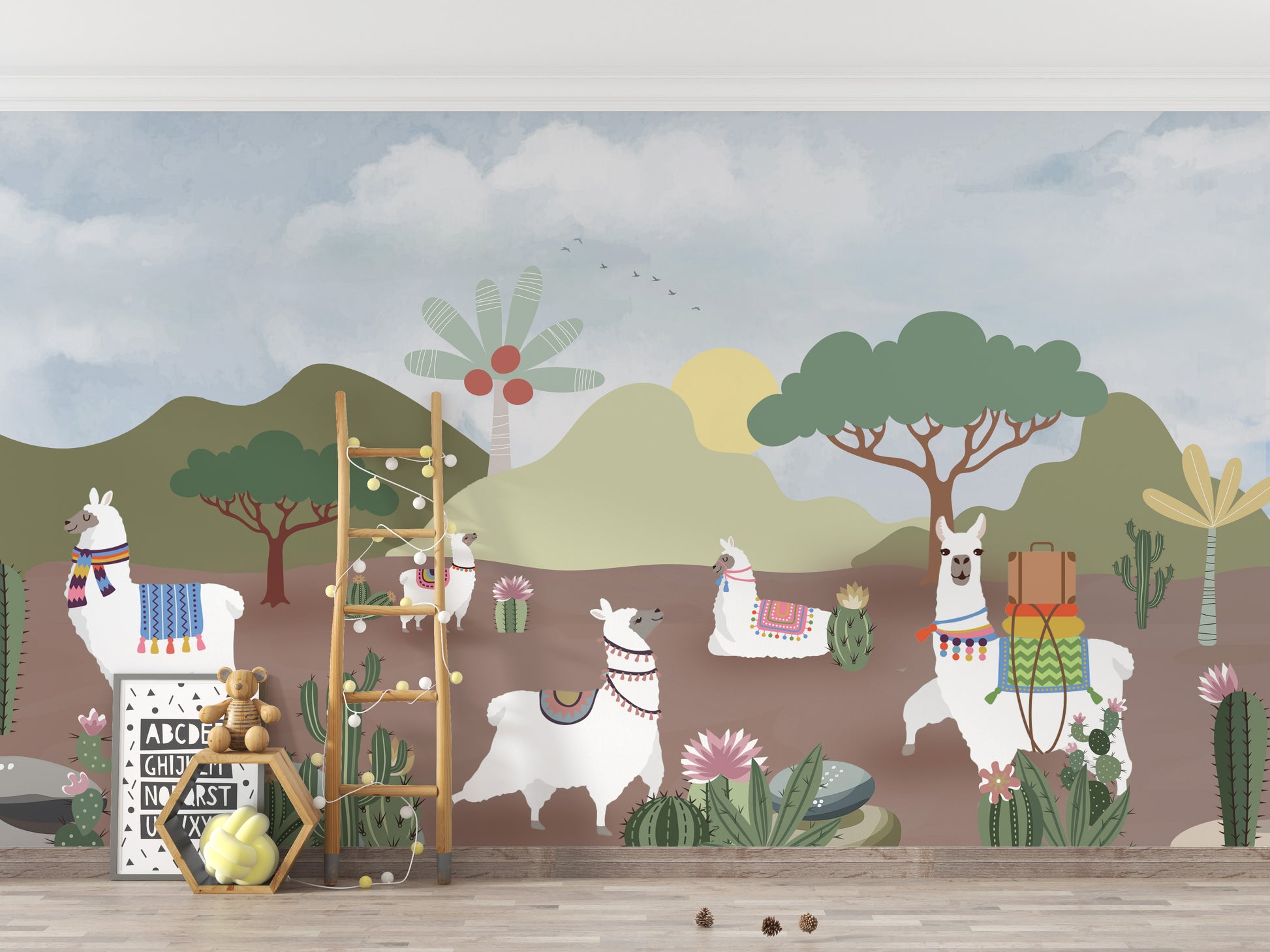 Desert Llama Wallpaper Mural for a cute, cozy space