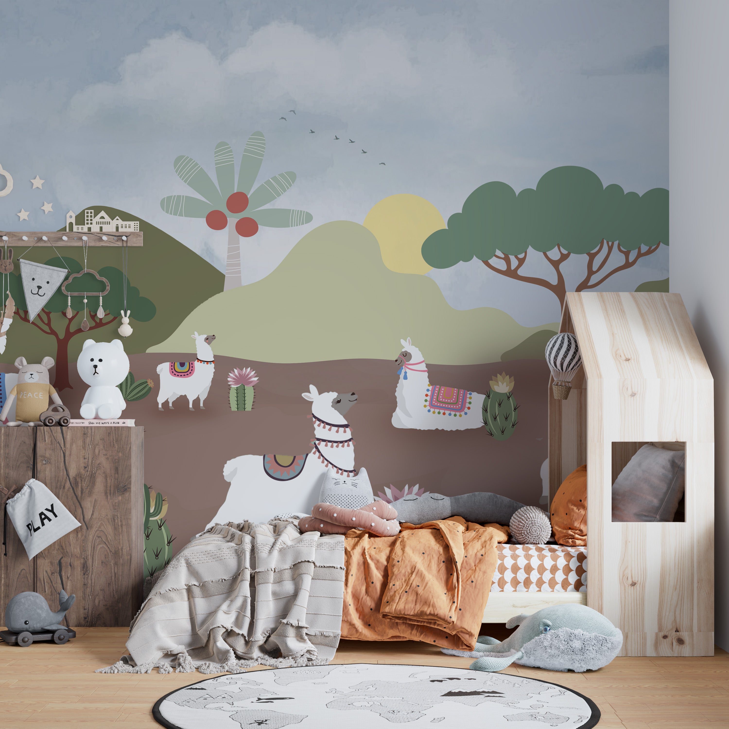 Desert Llama Wallpaper Mural for playful decor