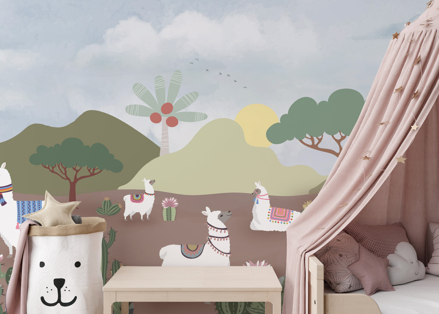 Desert Llama Wallpaper Mural for a fun kids' space