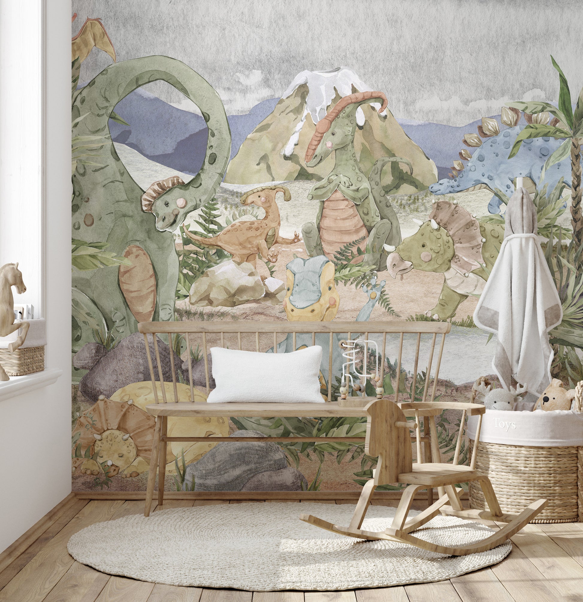 Dino Valley Adventure Wallpaper Mural for a playful theme