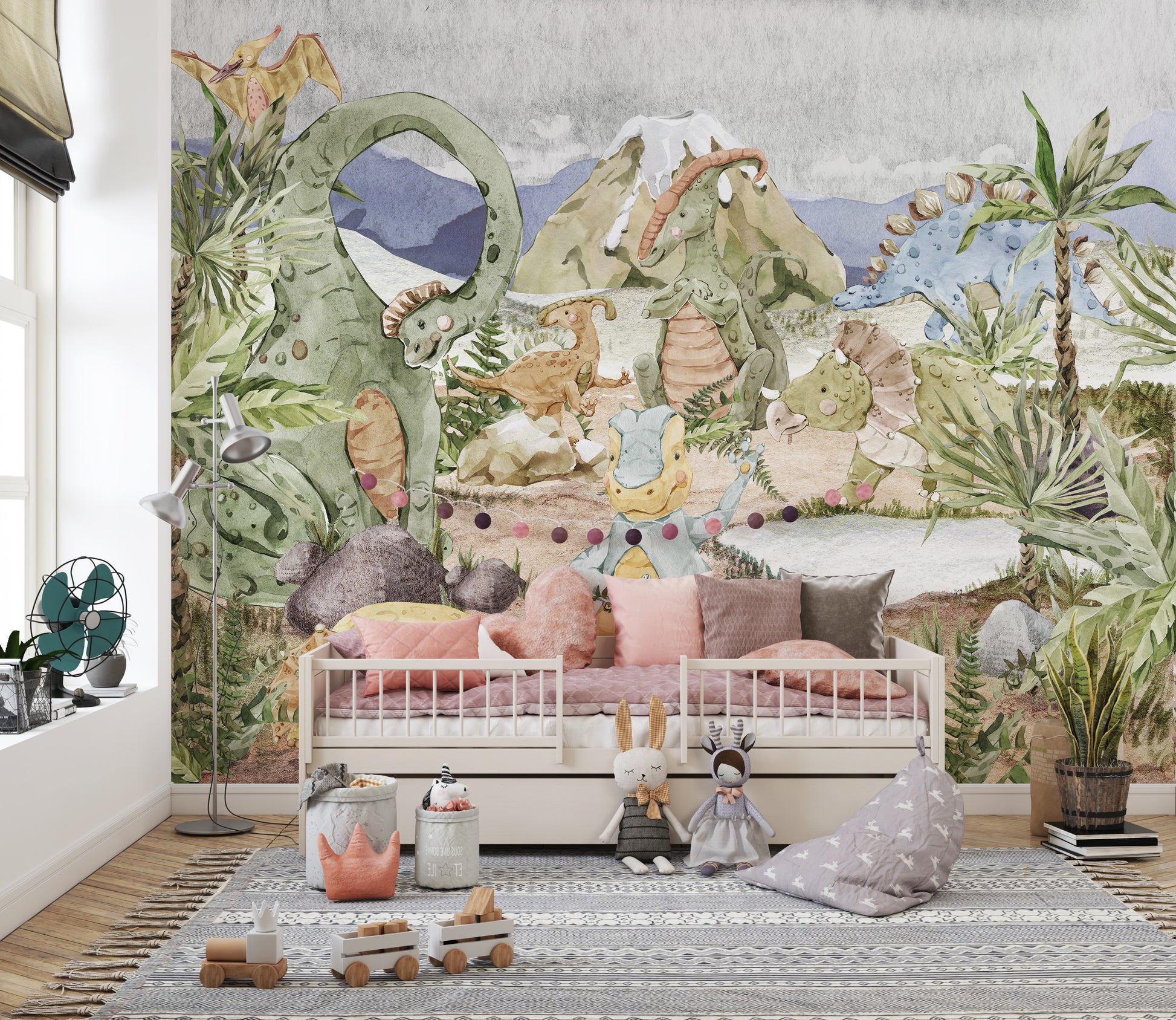 Dino Valley Adventure Wallpaper Mural for a dino-inspired room