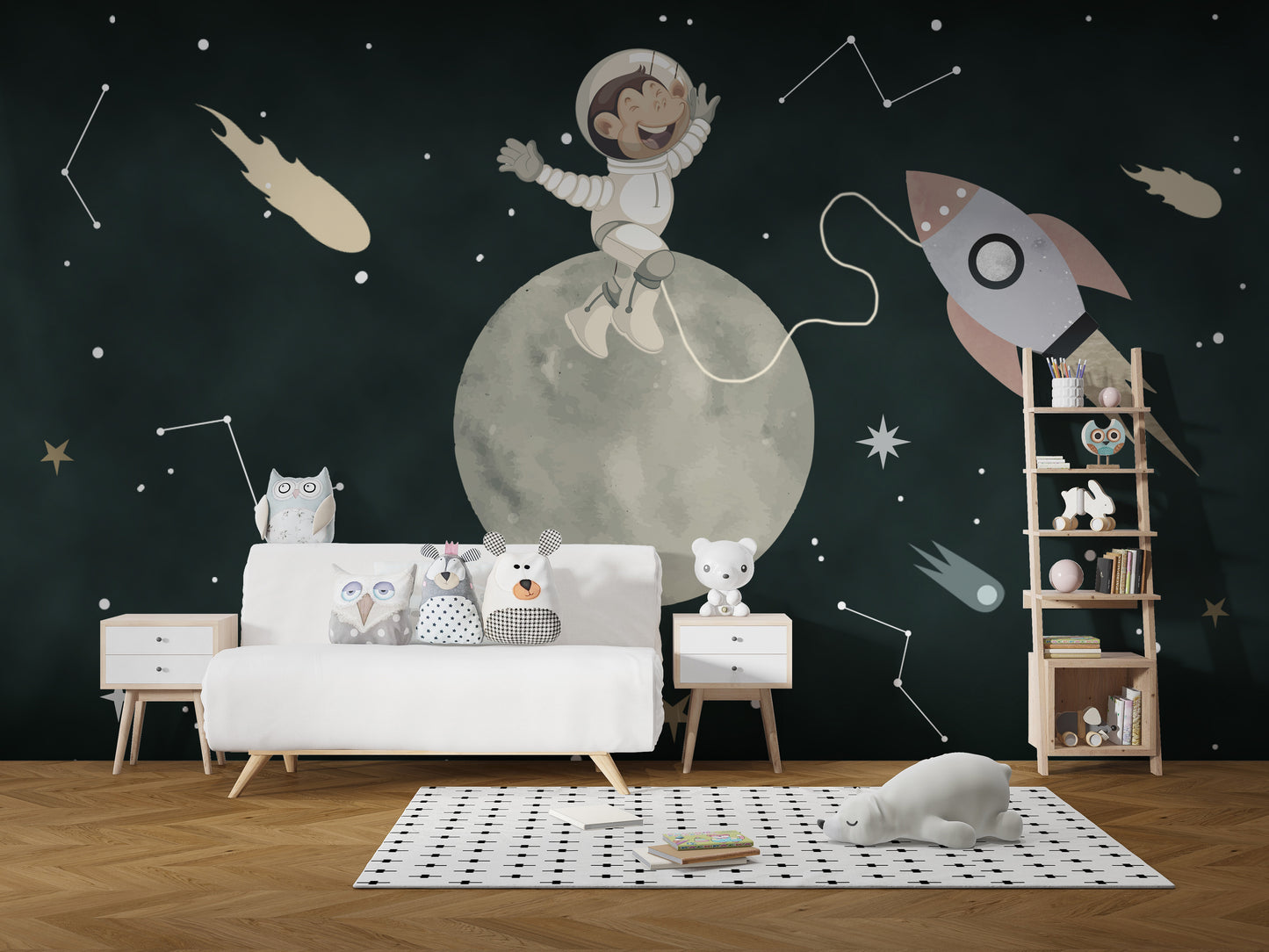 Space Rover Dog Wallpaper Mural with a cosmic vibe