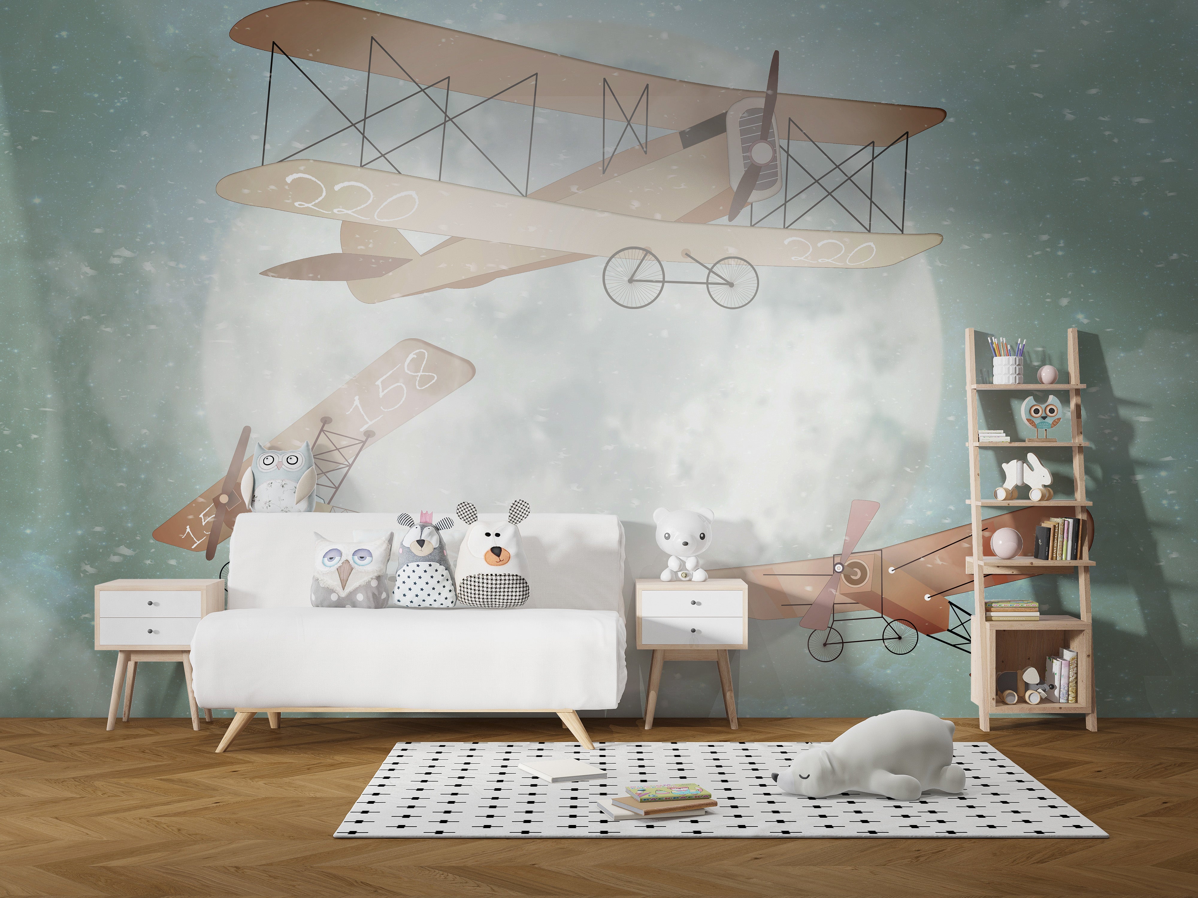 Vintage Airplanes Wallpaper Mural for a classic aviation theme