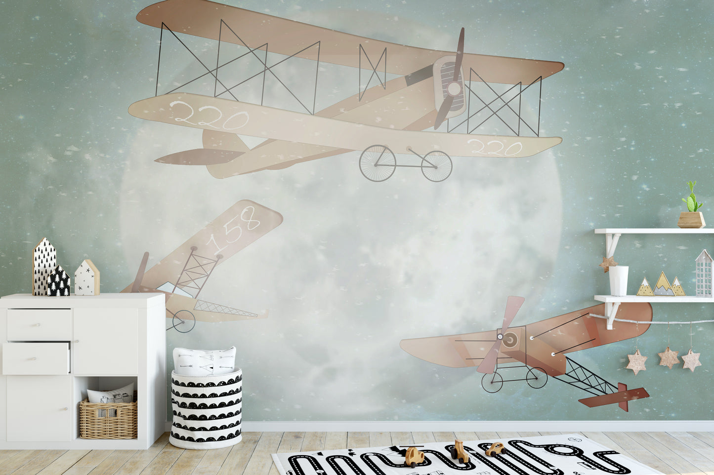 Vintage Airplanes Wallpaper Mural for a bold, creative touch