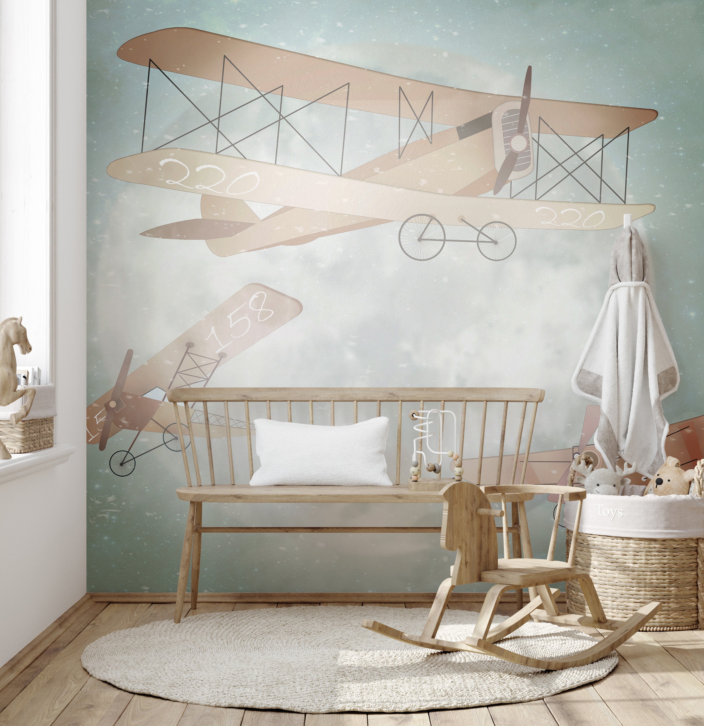 Vintage Airplanes Wallpaper Mural for a whimsical atmosphere