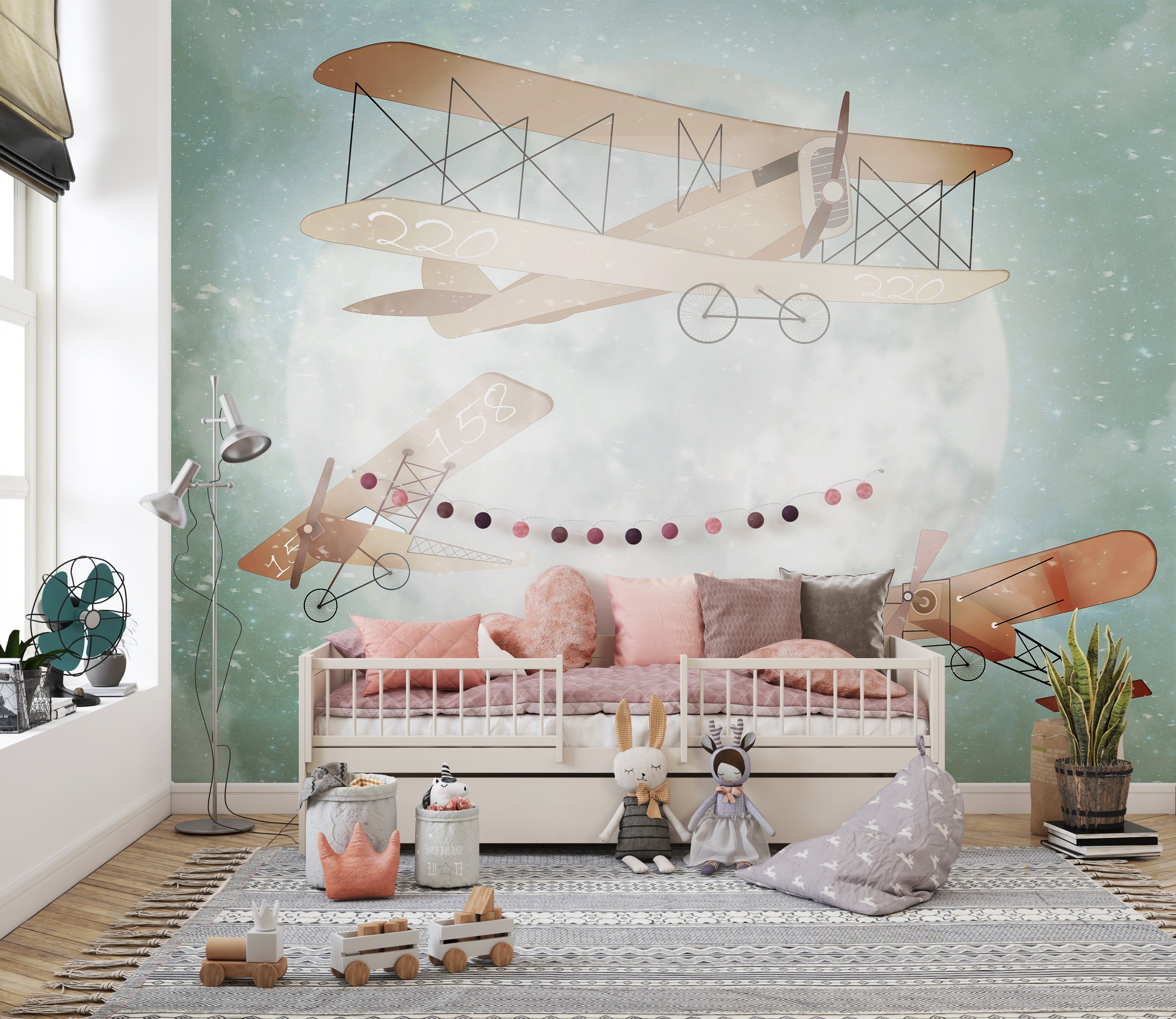 Vintage Airplanes Wallpaper Mural for a retro flying feel