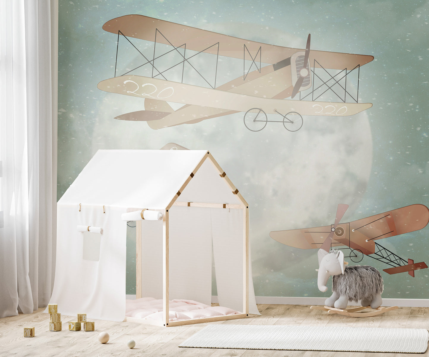 Vintage Airplanes Wallpaper Mural for an exciting kids' room