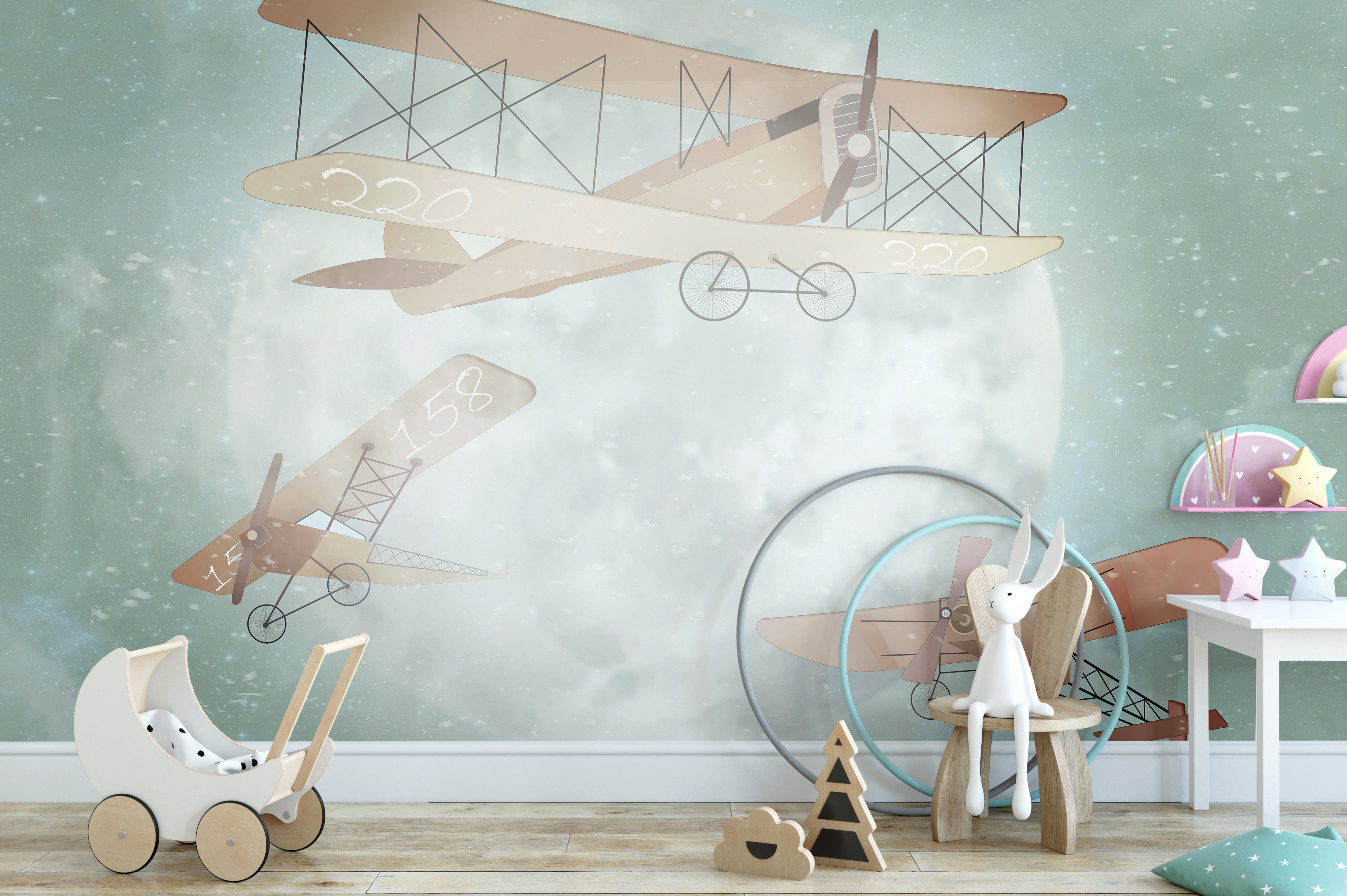 Vintage Airplanes Wallpaper Mural for a playful aviation theme