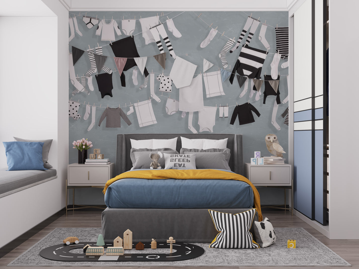 Aesthetic Baby Clothing Mural for Kids