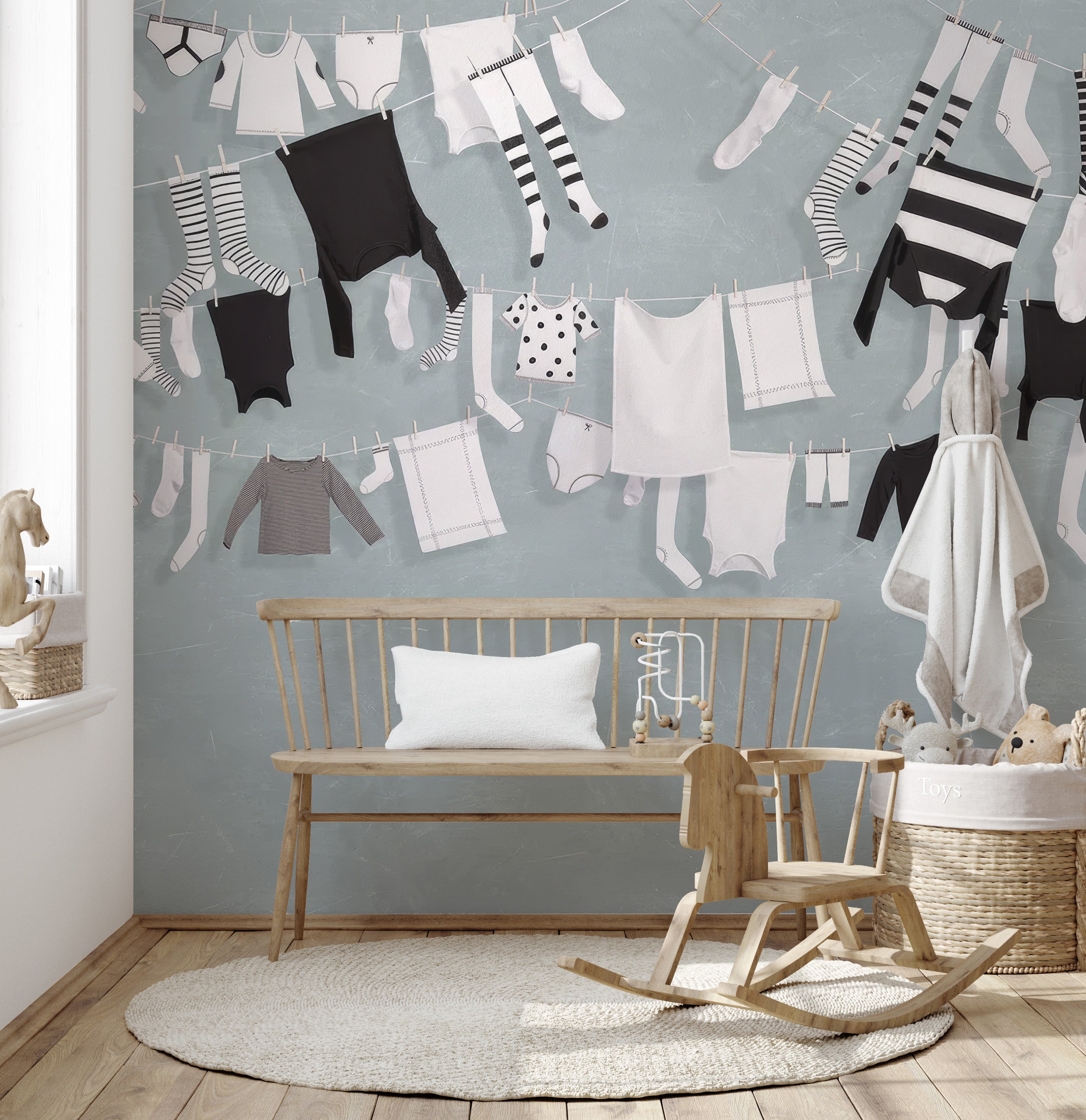 Baby Clothing Aesthetic Wall Mural for Kids