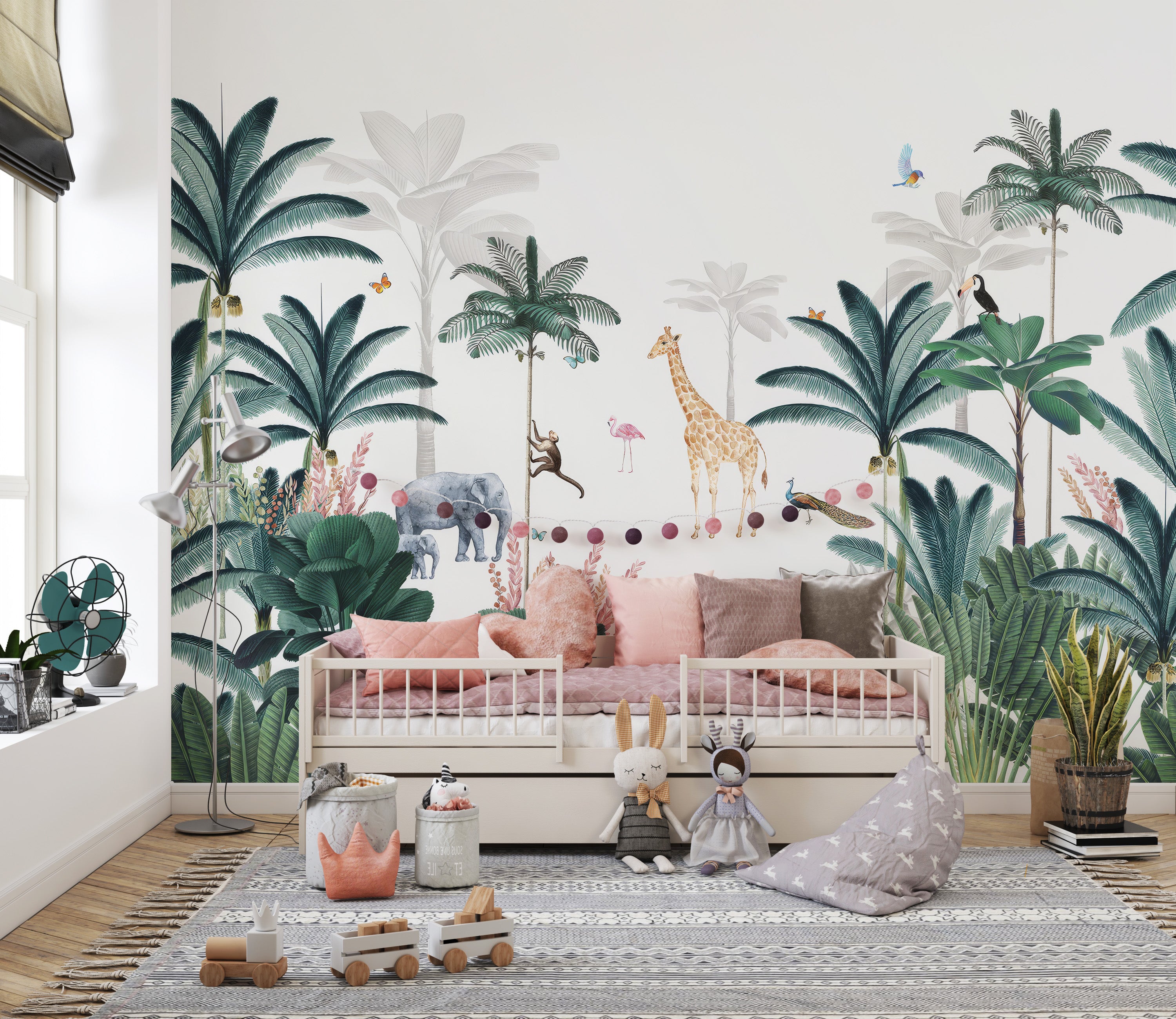 Lush Forest Wallpaper Mural with Animals