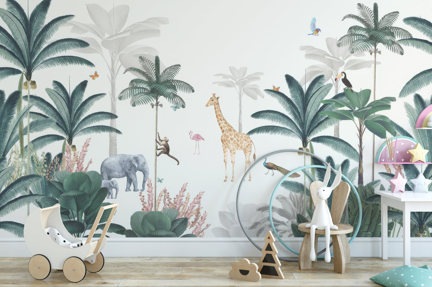 Lush Forest Animals Mural for Walls