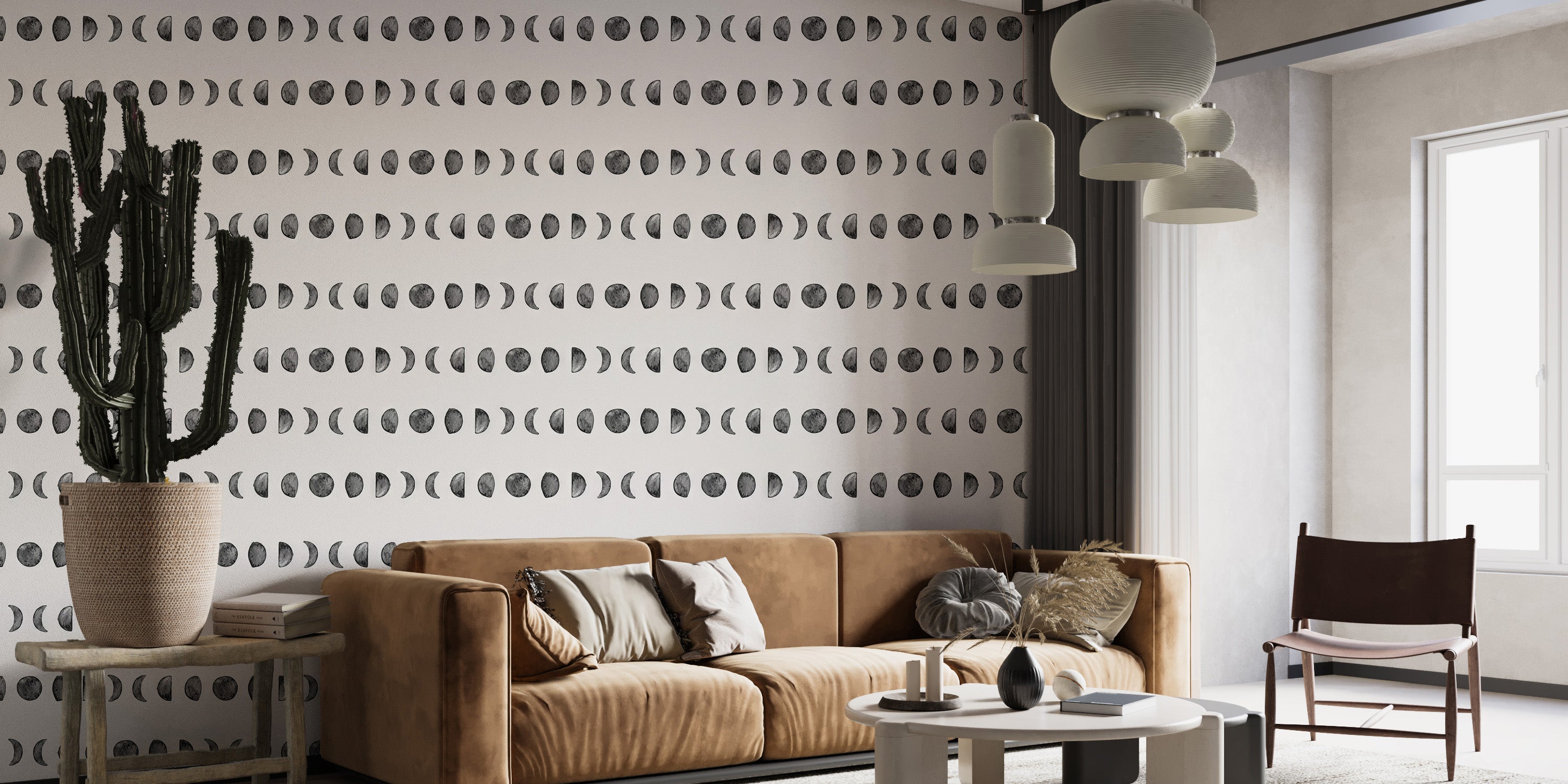 Moon Phases Panoramic Mural Wallpaper