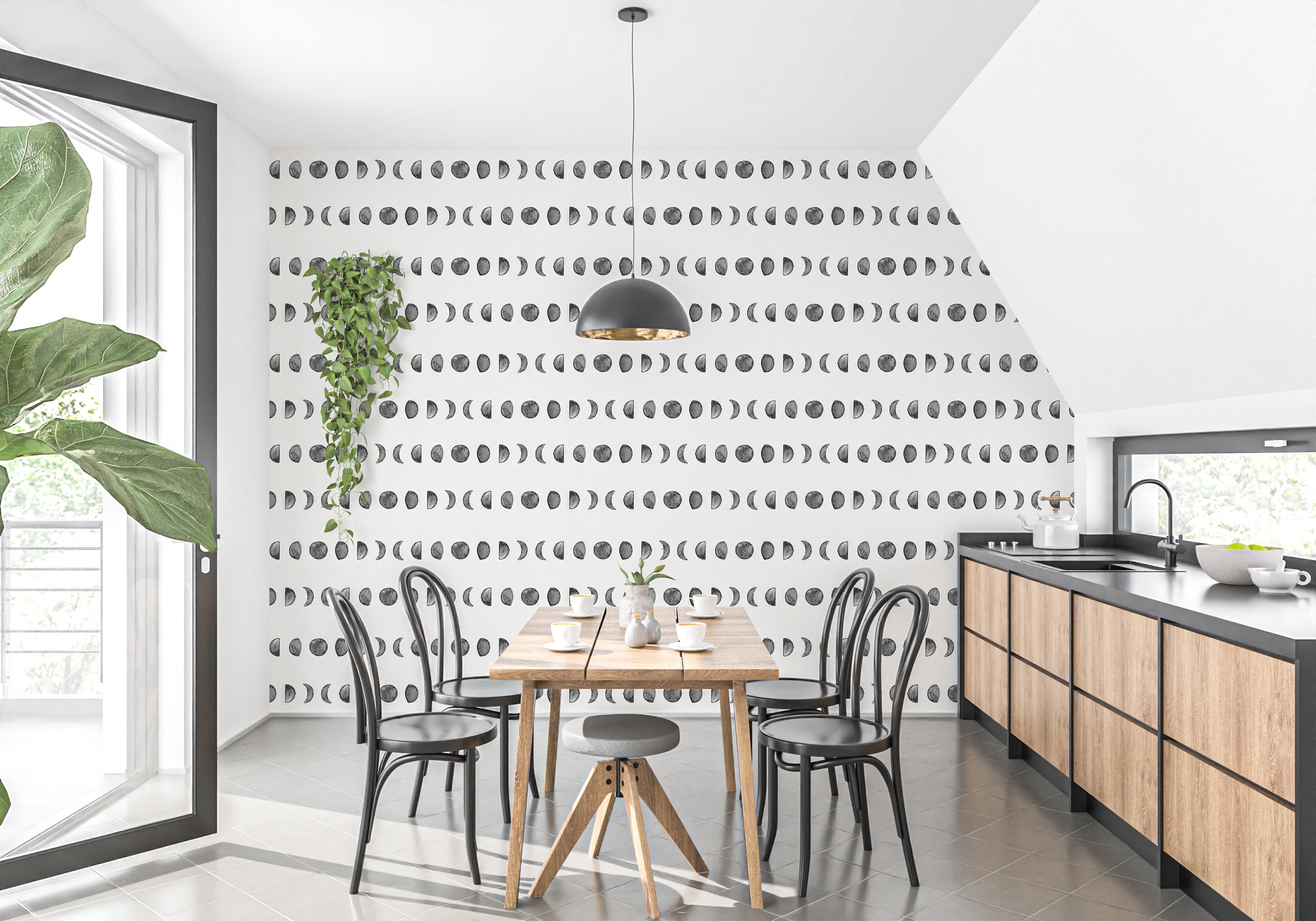 Moon Phases Wallpaper Mural for Walls