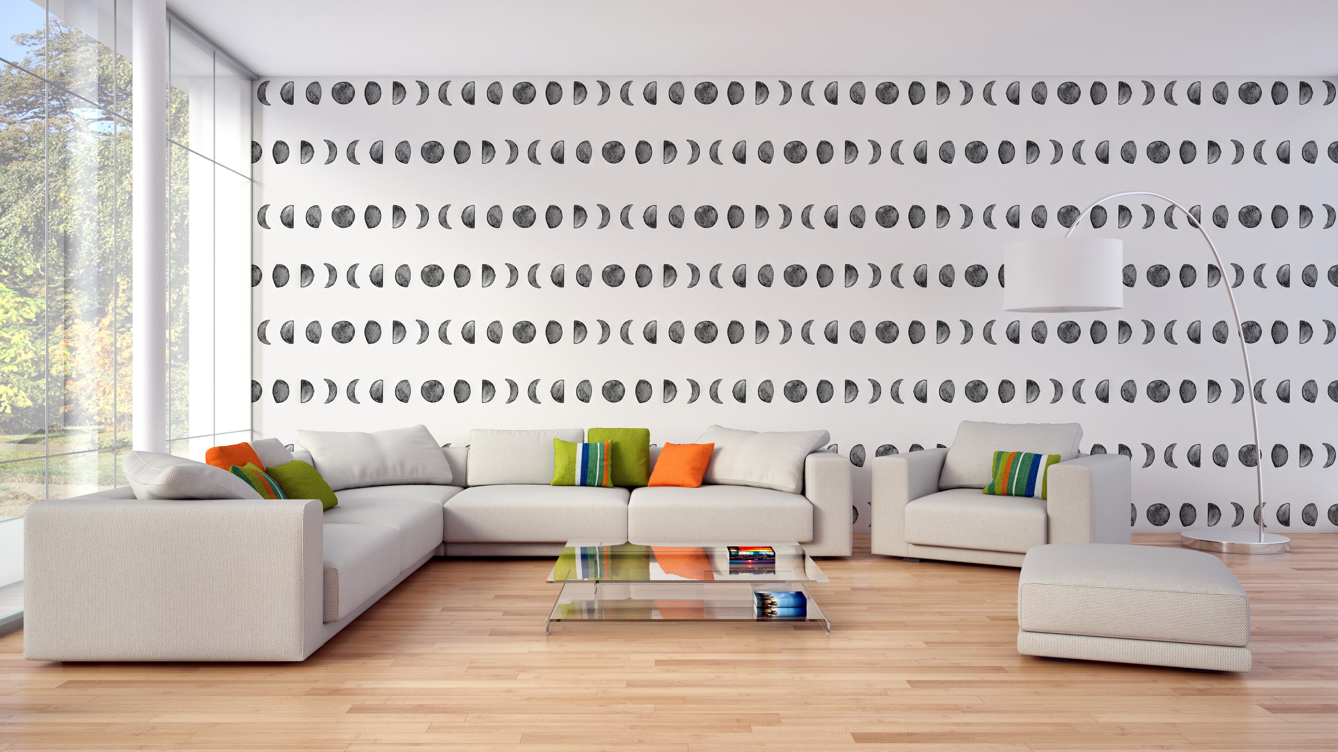 Moon Phases Wallpaper Mural Panoramic Design