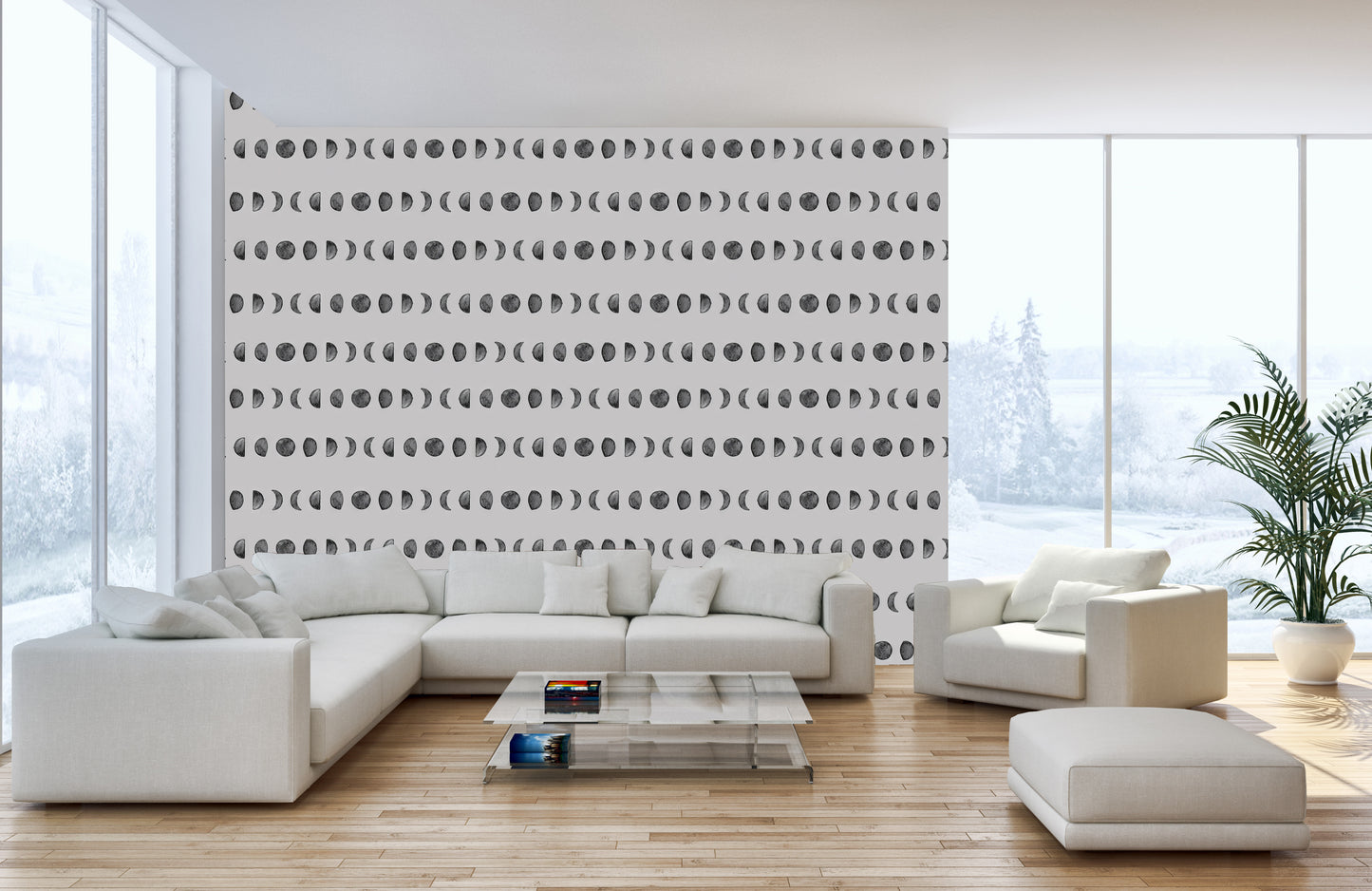 Panoramic Wallpaper Mural Moon Phases