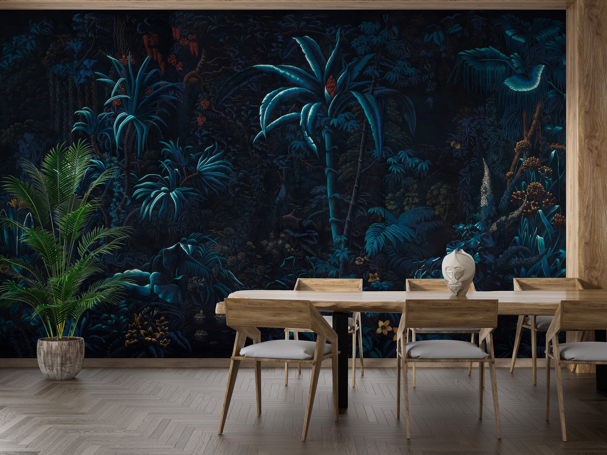 Tropical Night Glow Mural Wallpaper