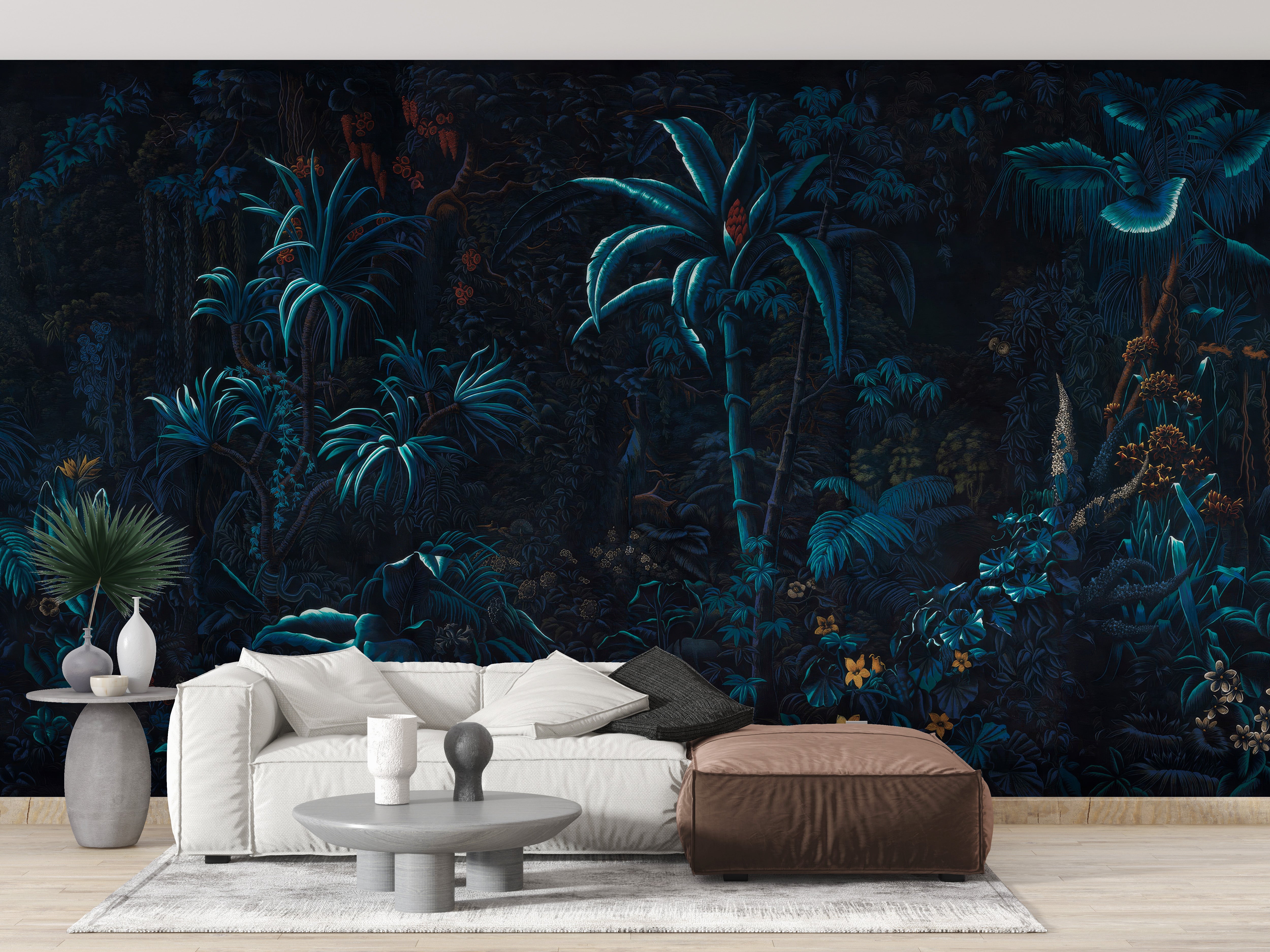 Wallpaper Mural Tropical Night Glow Design