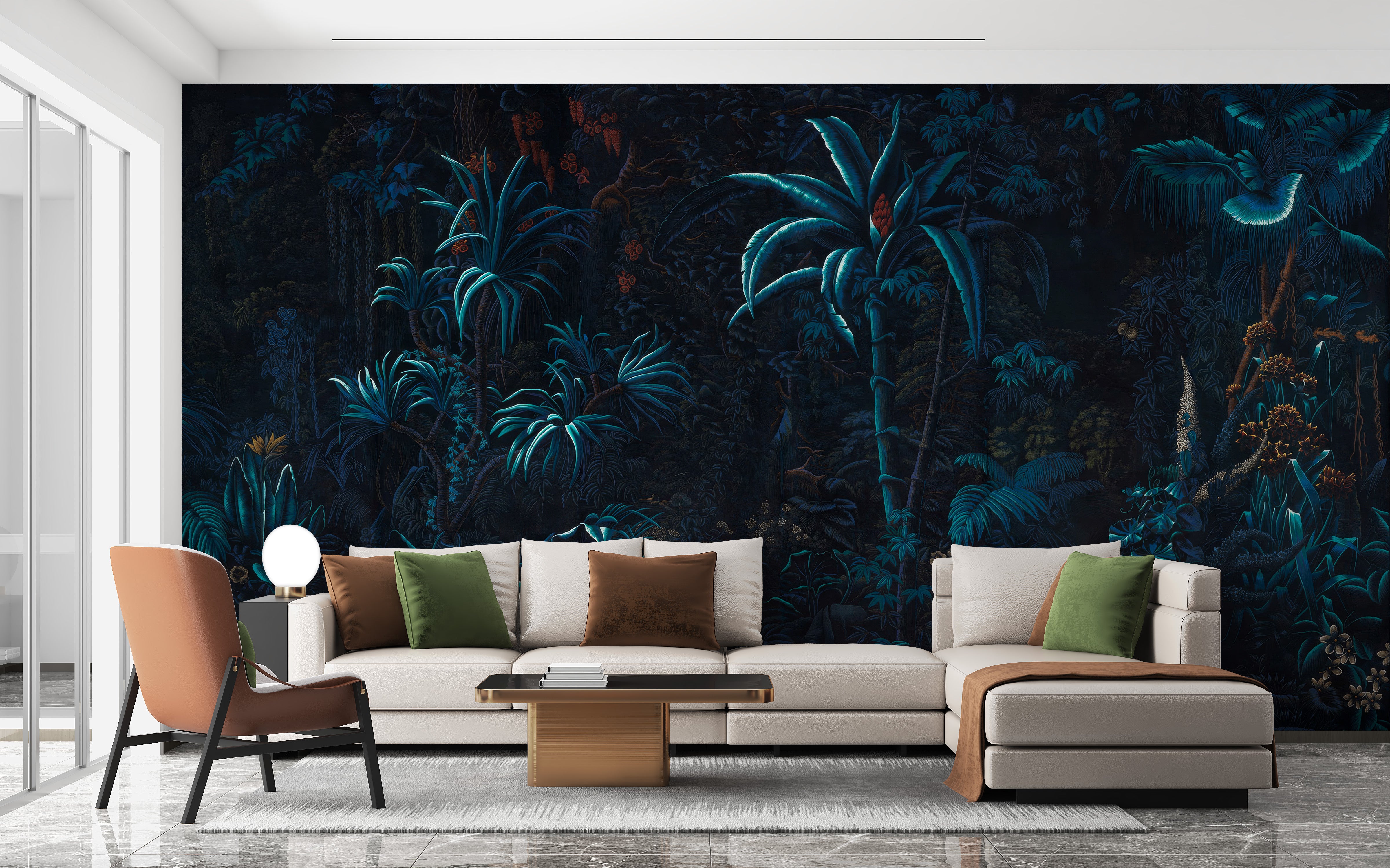 Tropical Night Wallpaper Mural Glow