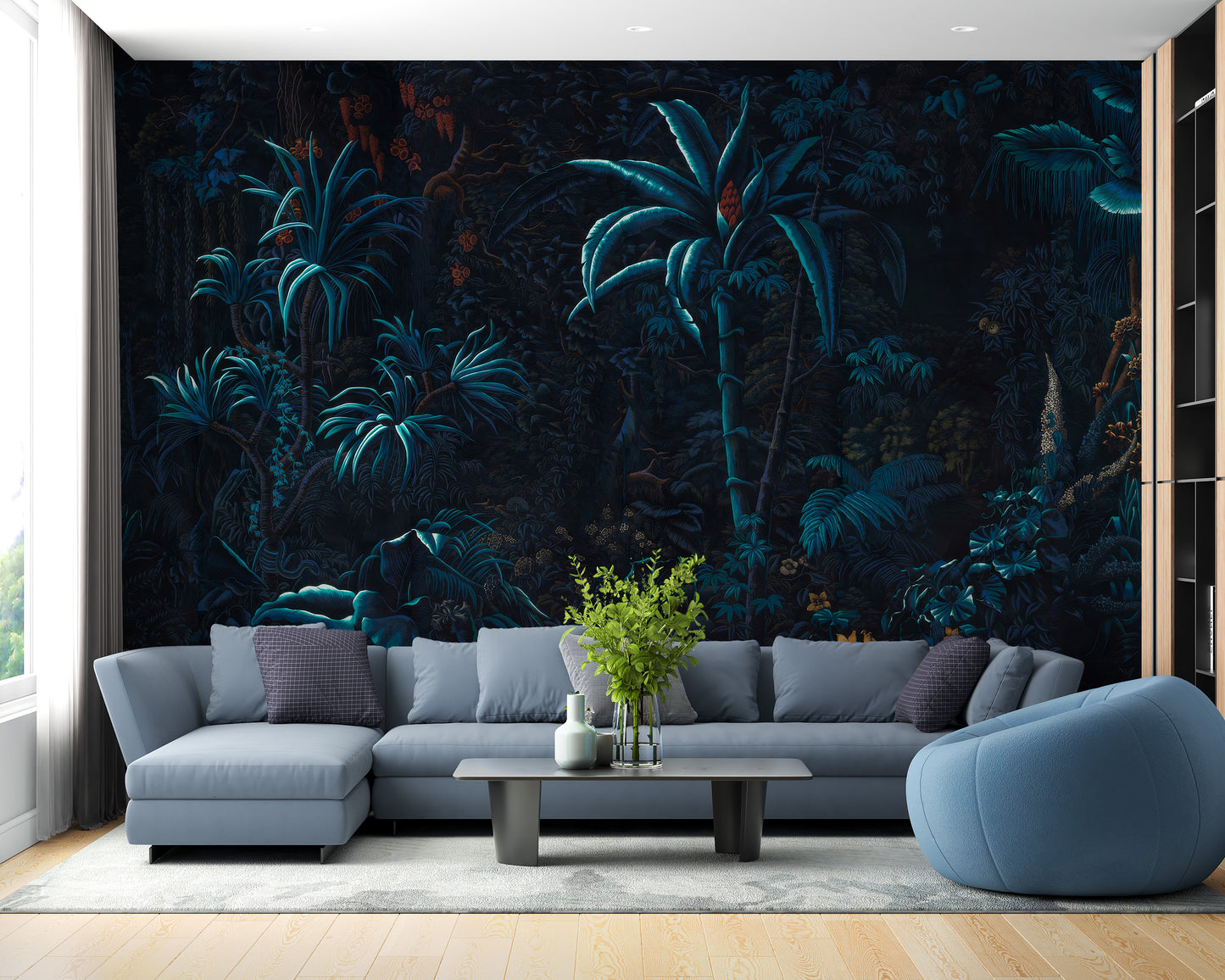 Glow Tropical Night Wallpaper Mural