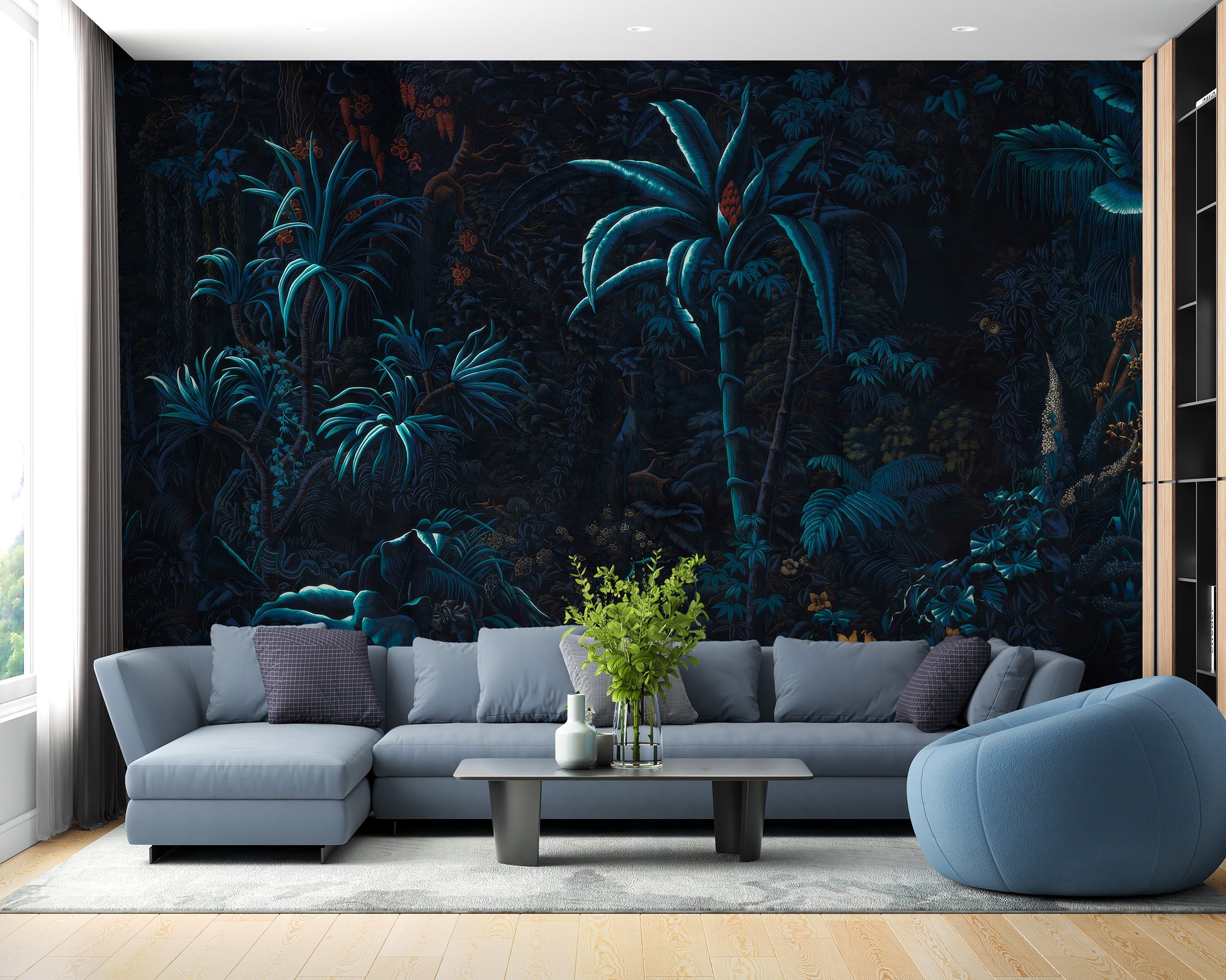 Glow Tropical Night Wallpaper Mural