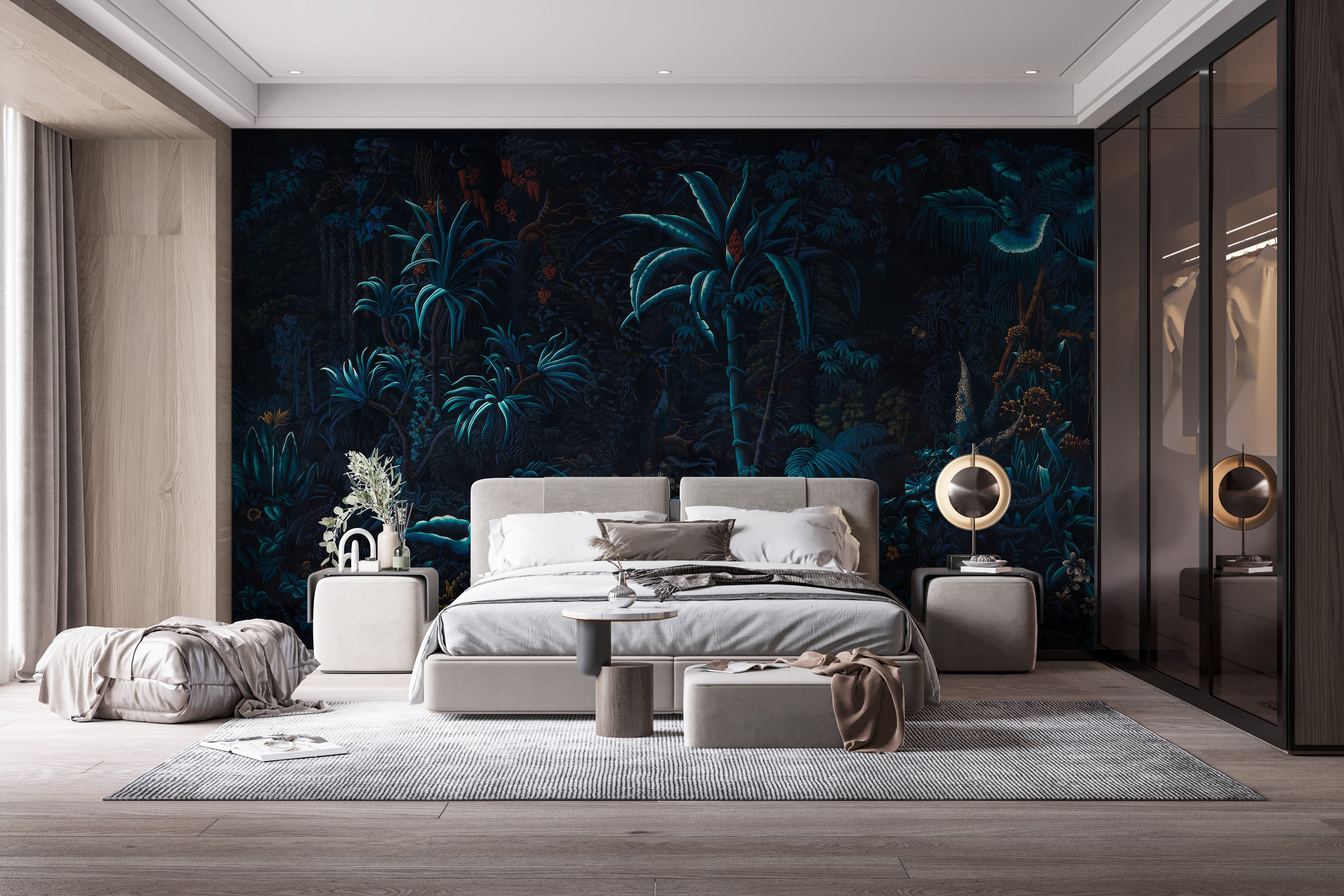 Mural Wallpaper Tropical Night Glow