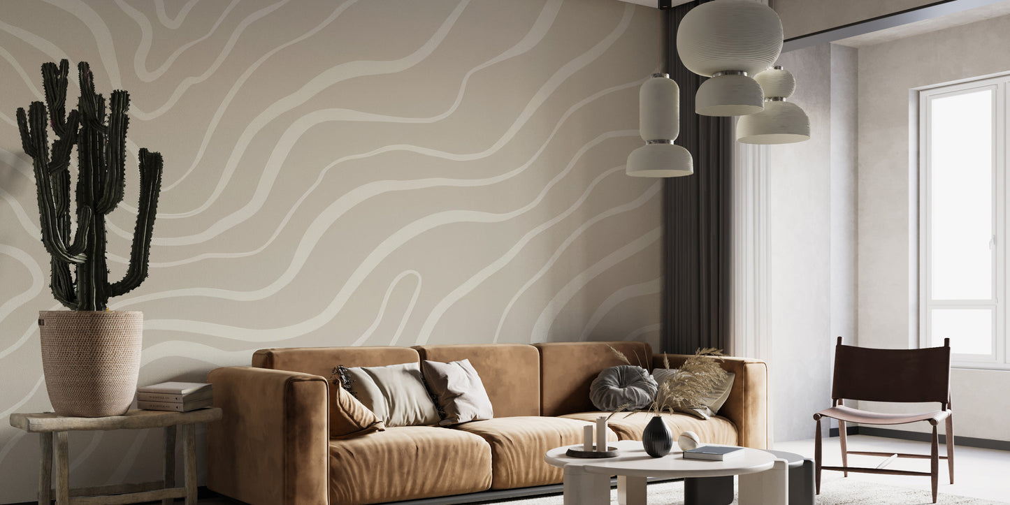 Soothing Waves Wallpaper Mural with a soft design