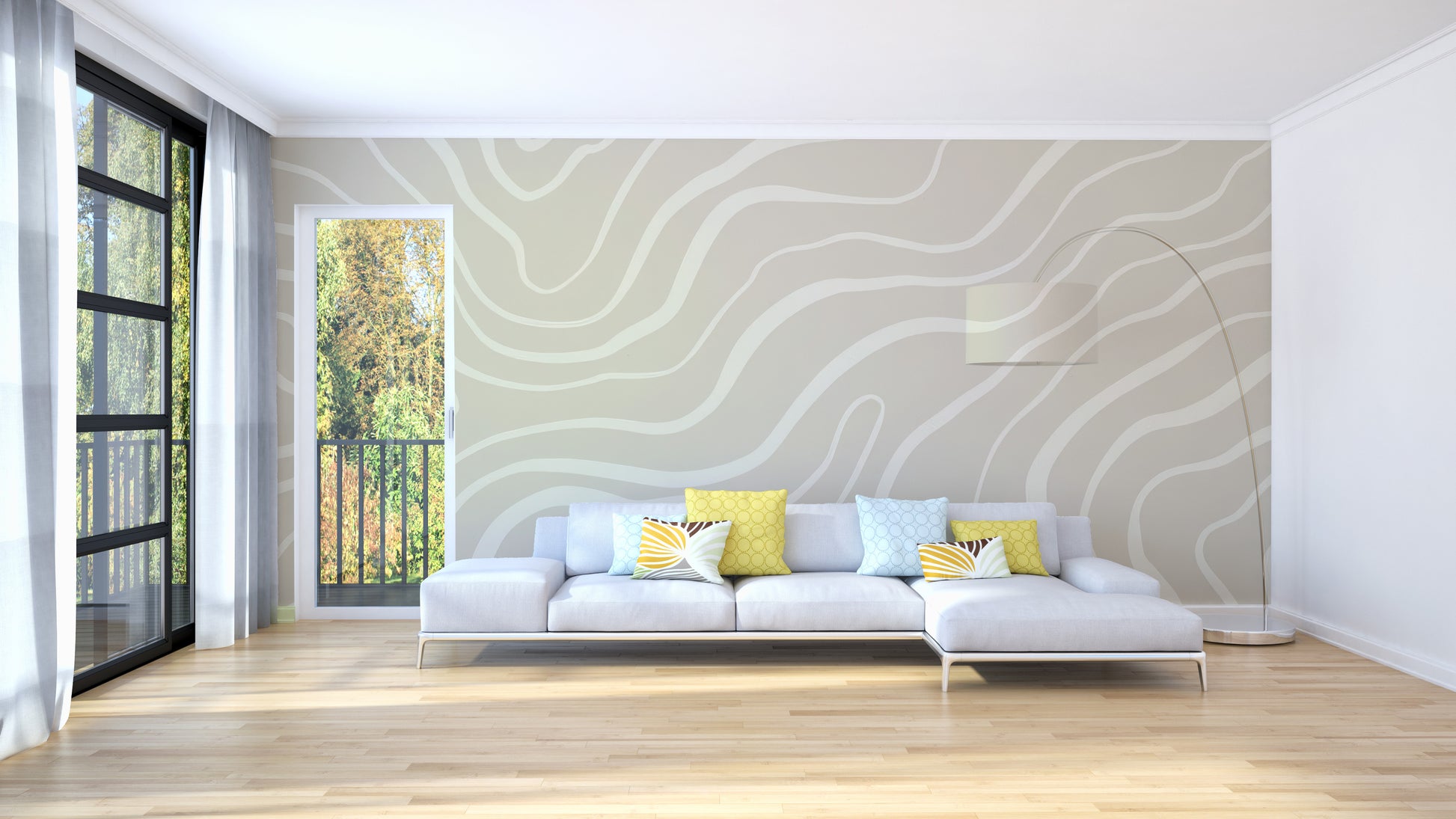 Soothing Waves Wallpaper Mural with calming design