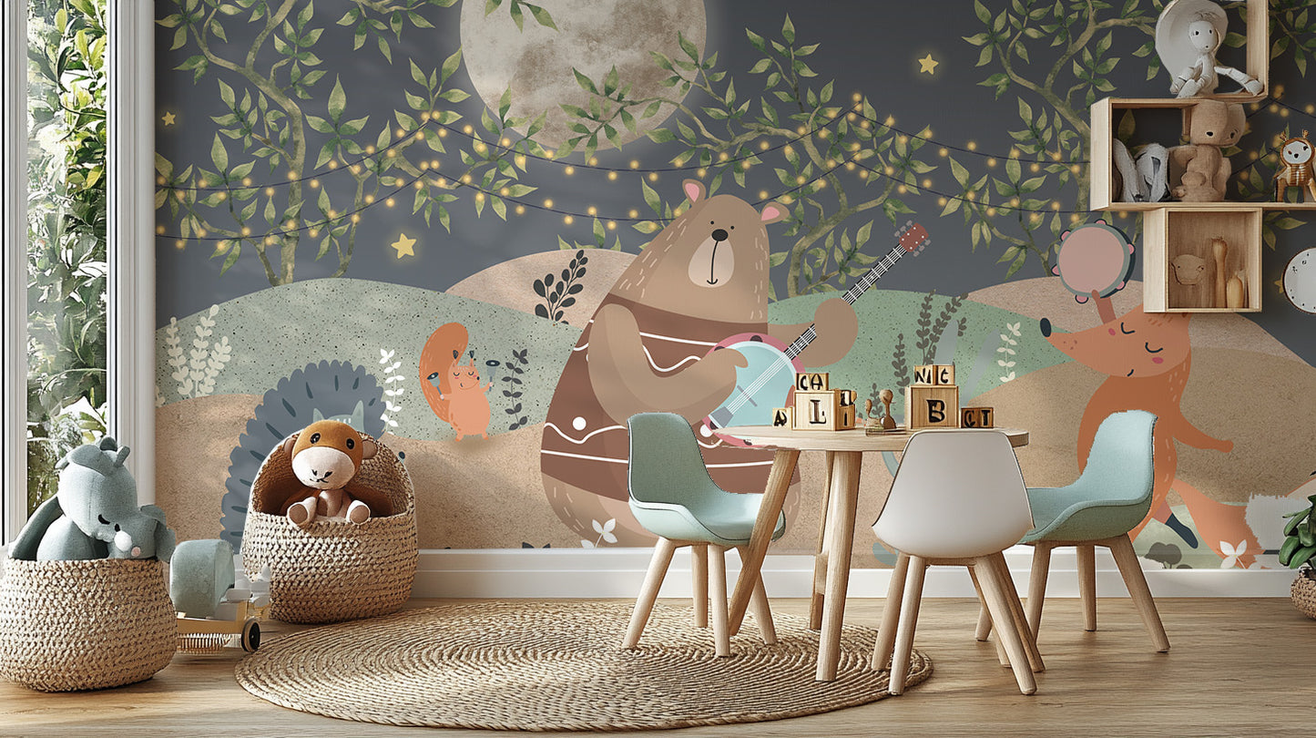 Midnight Melody Animals Wallpaper Mural for a unique vibe