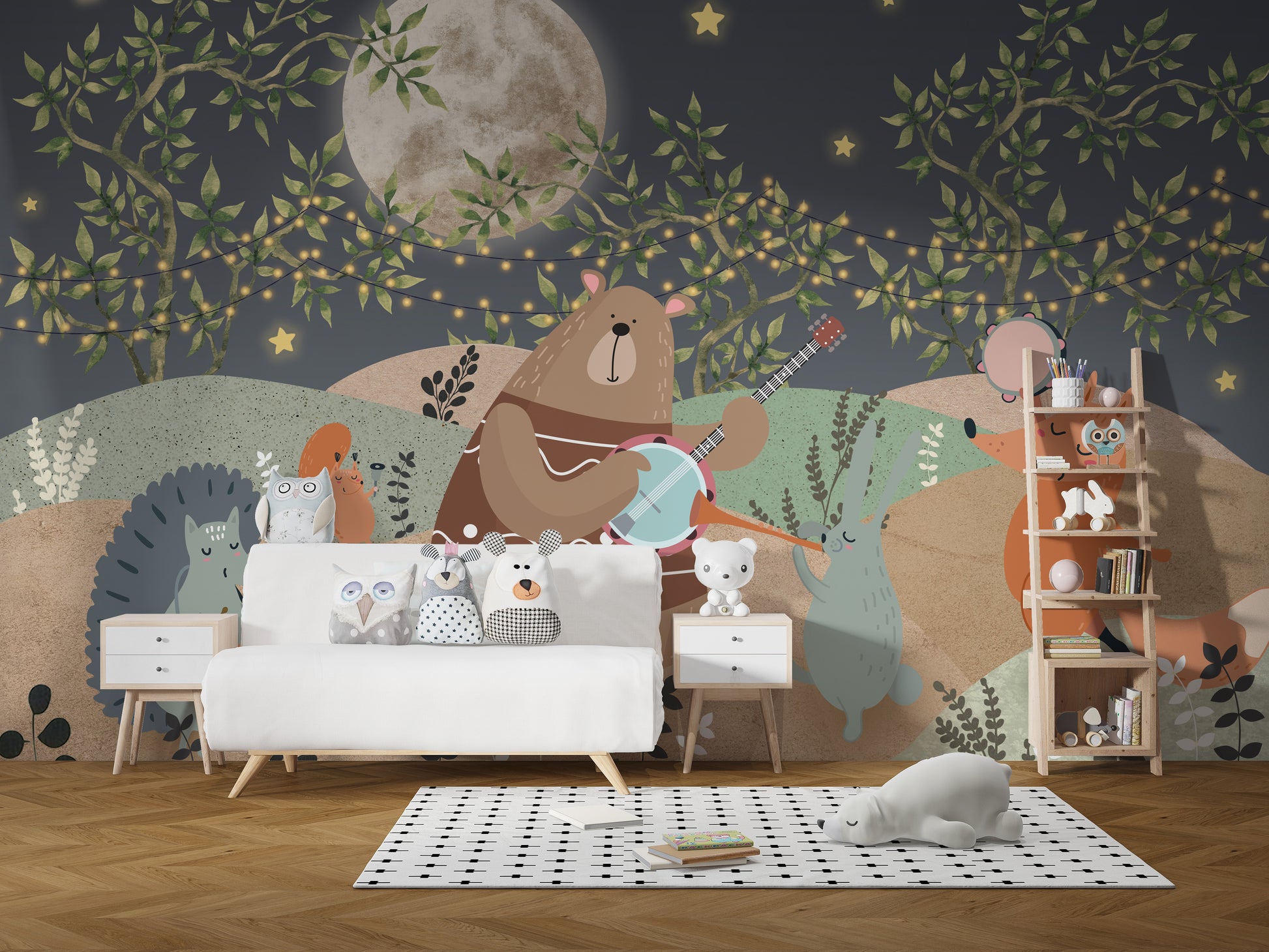 Midnight Melody Animals Wallpaper Mural with a soft touch