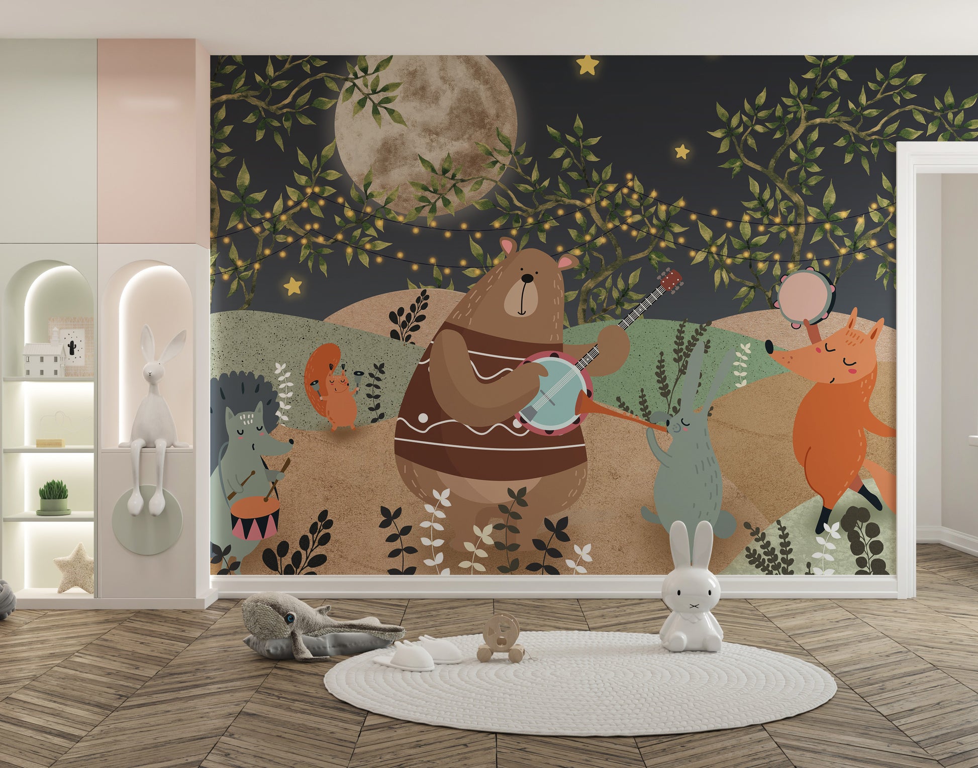 Midnight Melody Animals Wallpaper Mural for a cozy feel