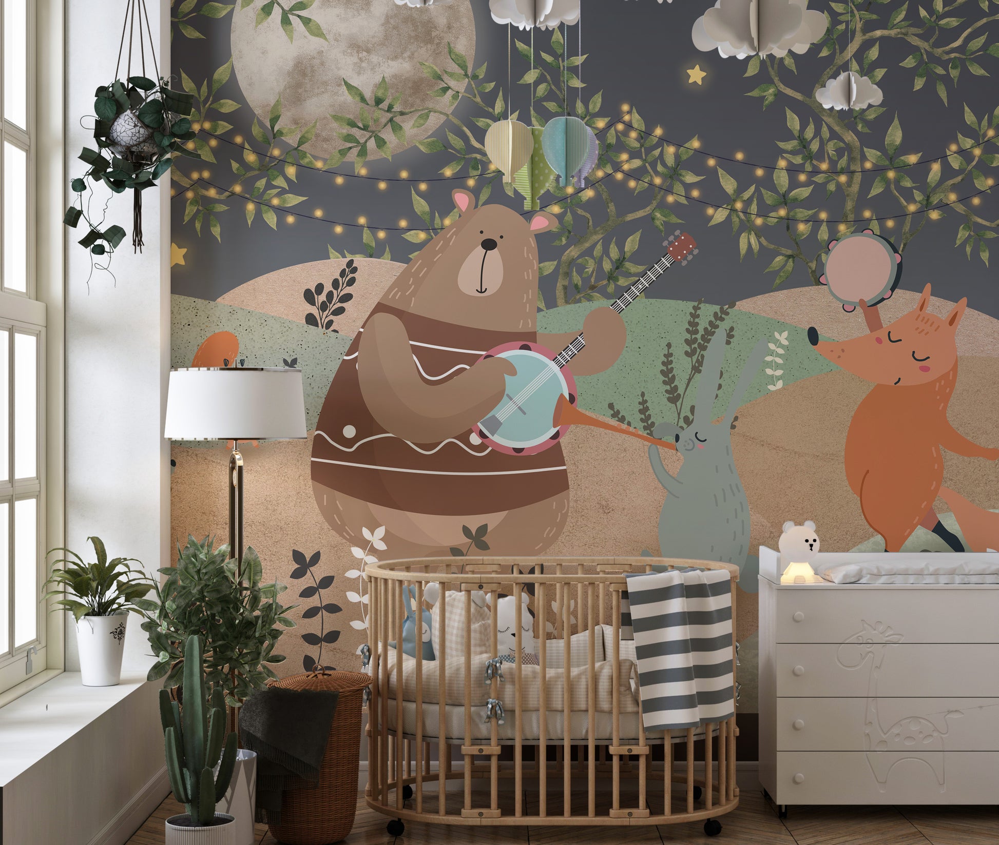 Midnight Melody Animals Wallpaper Mural to brighten walls