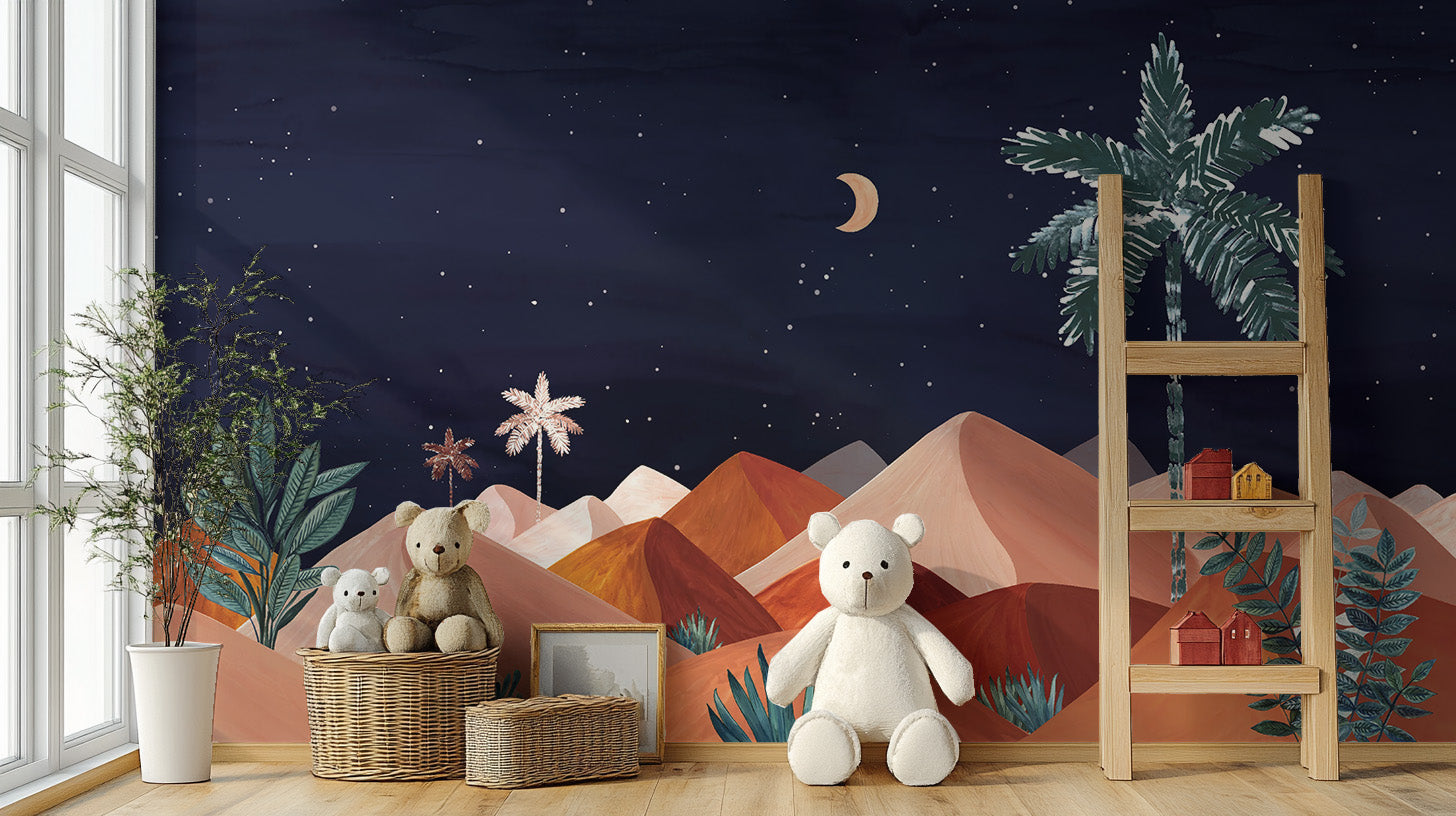 Night Sky Desert Wall Mural with gentle imagery