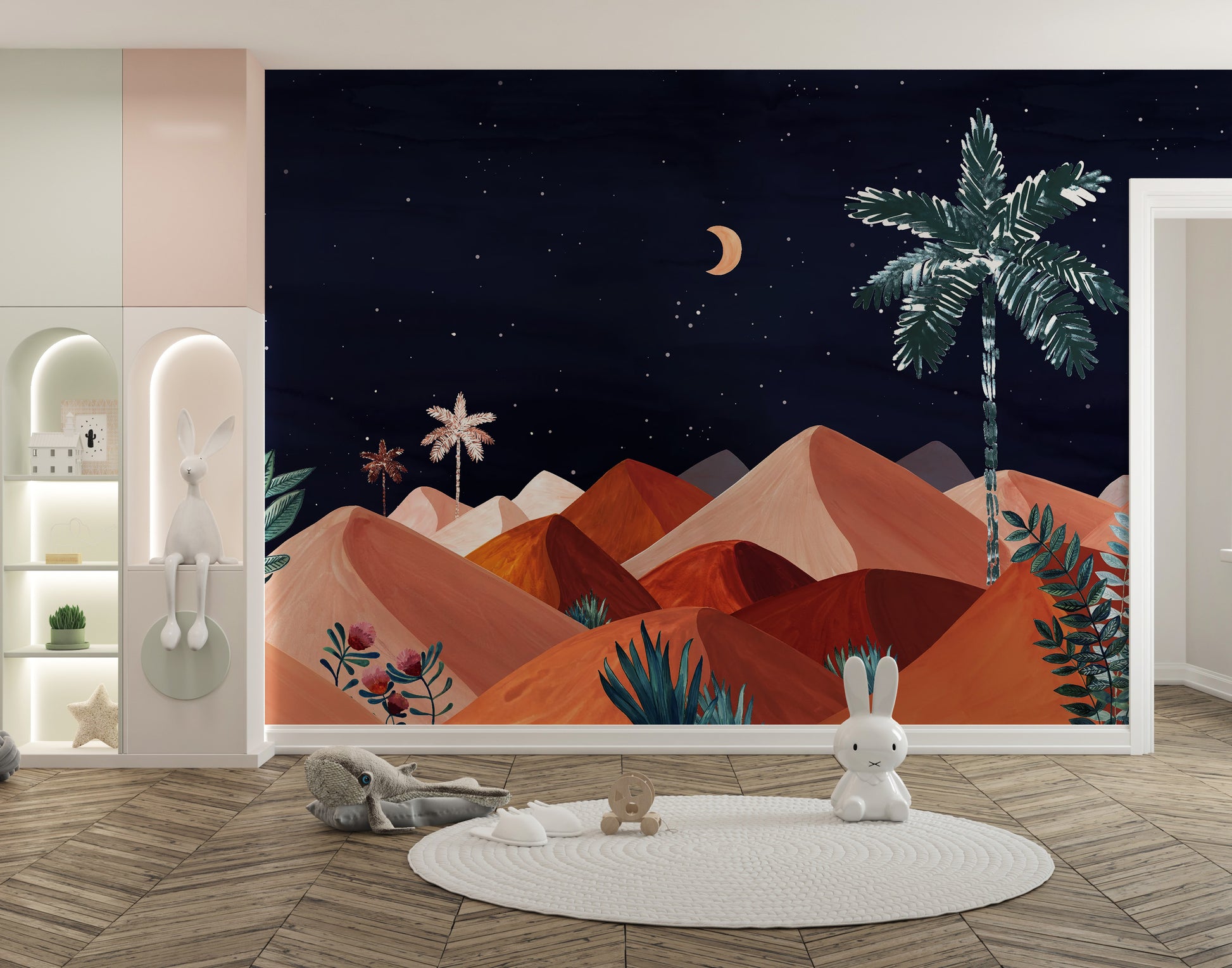 Night Sky Desert Wall Mural for a quiet vibe