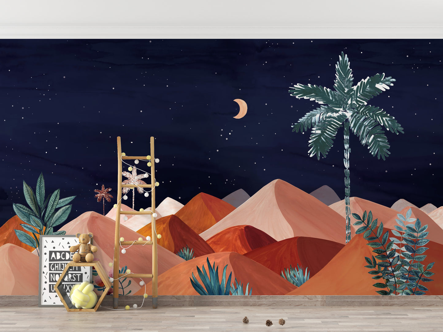 Night Sky Desert Wall Mural with a serene touch