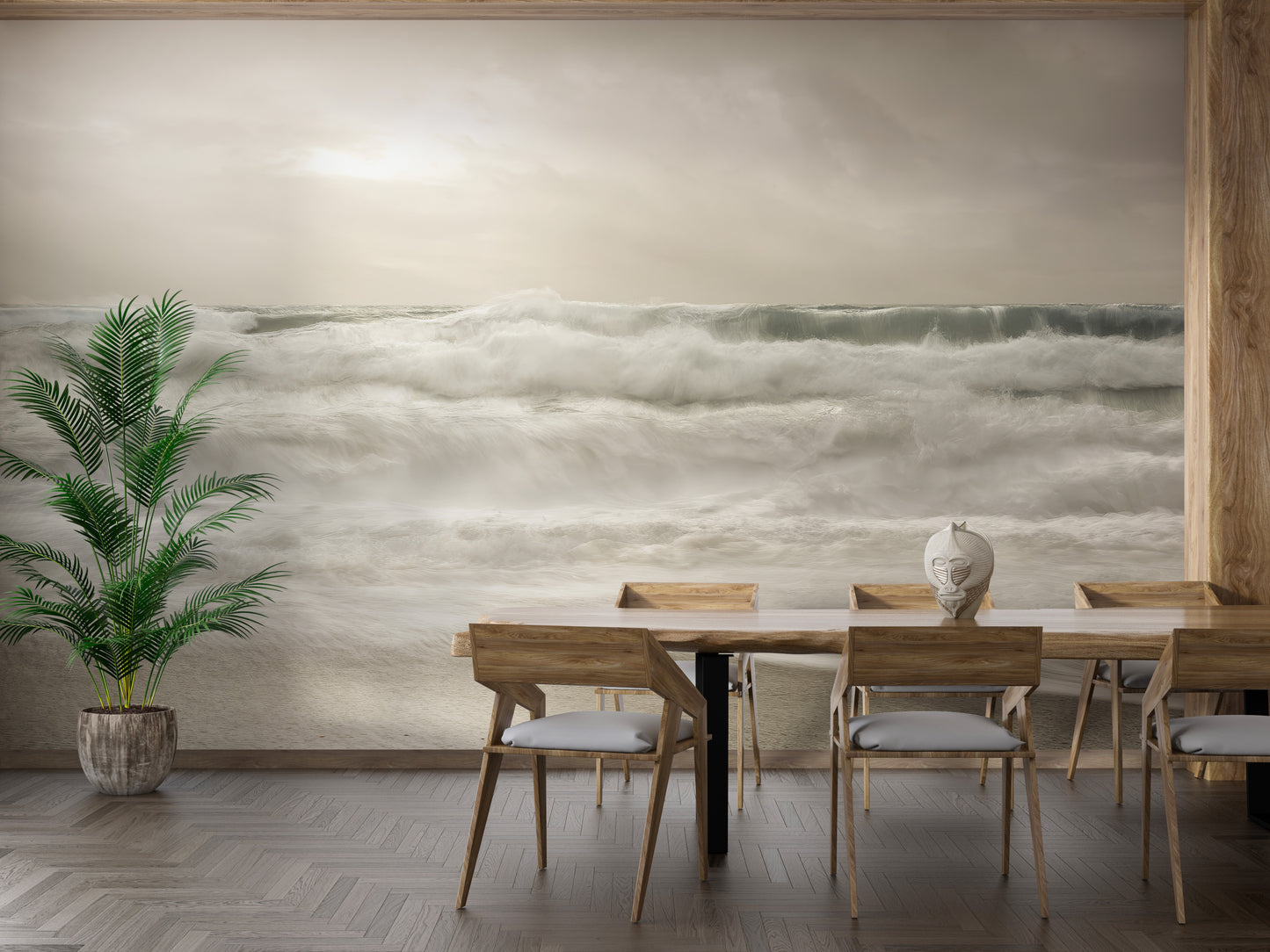 Stormy Sea Foam Wallpaper Mural for a lively atmosphere