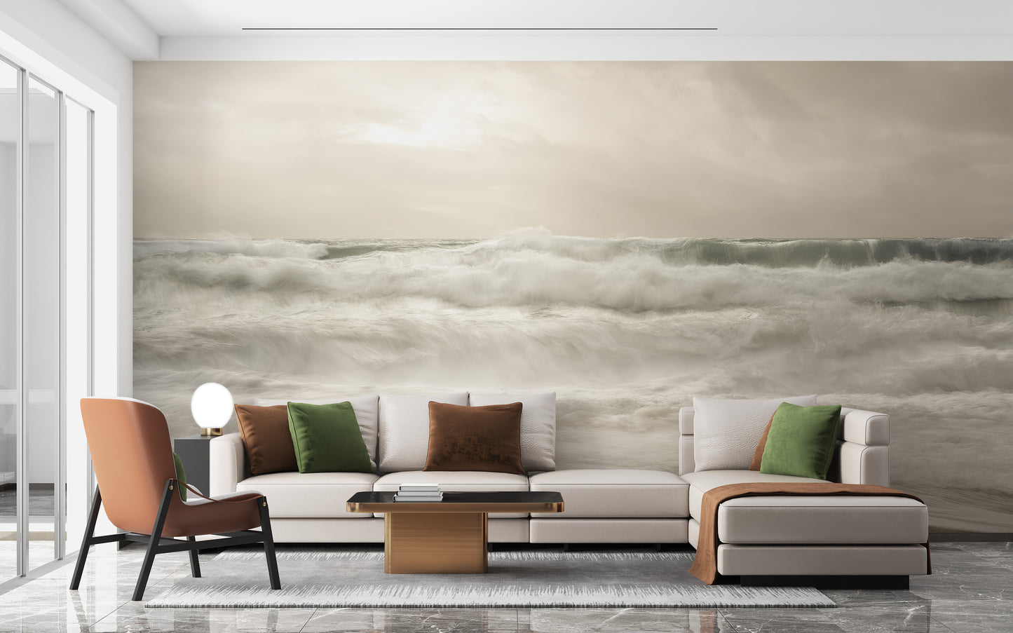 Stormy Sea Foam Wallpaper Mural for a powerful effect