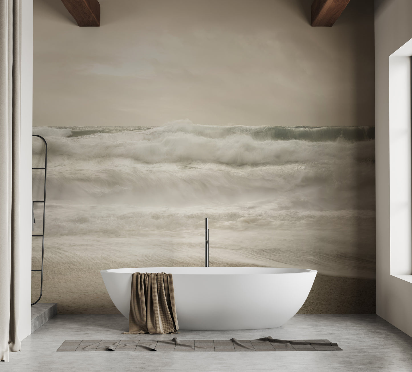 Stormy Sea Foam Wallpaper Mural for a vibrant feel