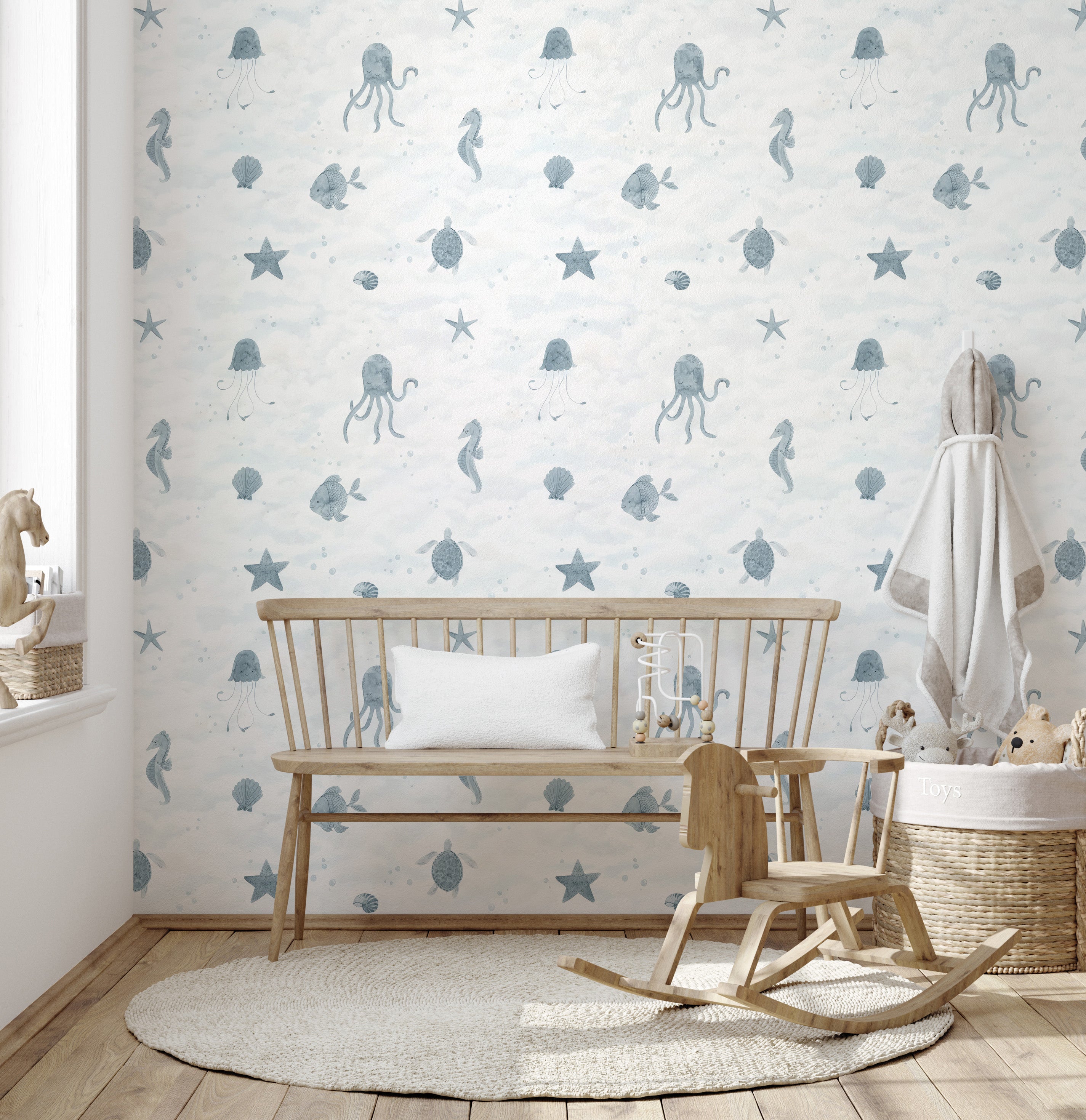 Marine Life Wallpaper Mural for a fun coastal look