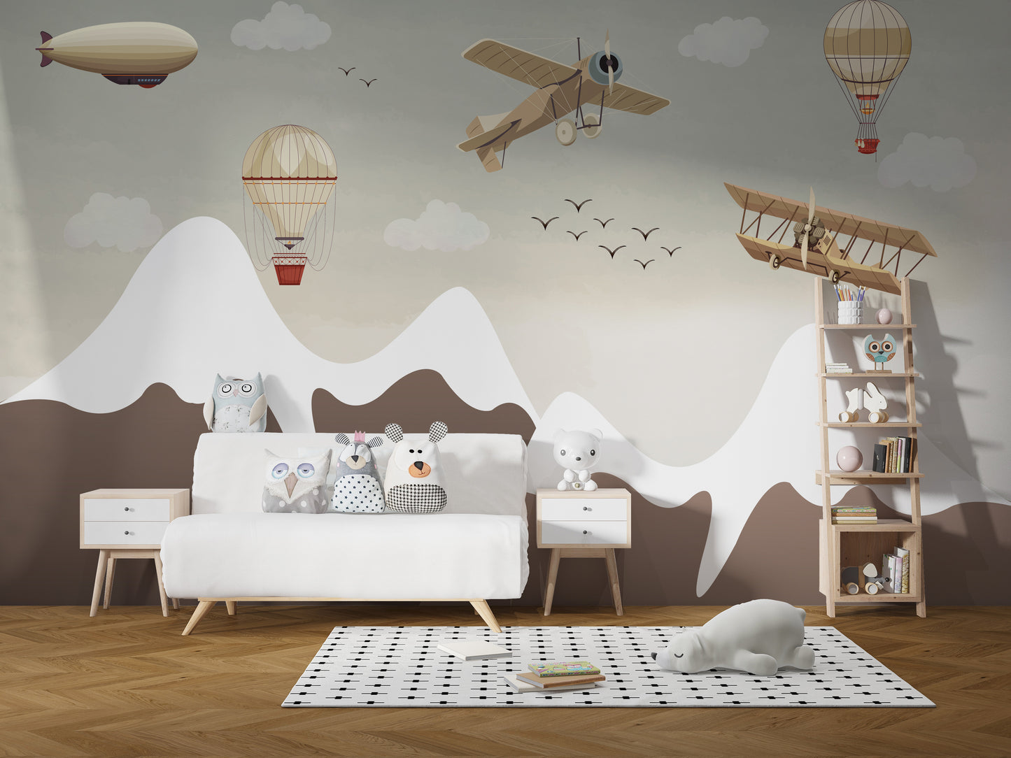 Vintage Aviation Wallpaper Mural for a unique kids' space