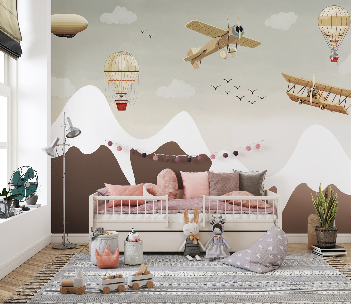 Vintage Aviation Wallpaper Mural with old-school planes