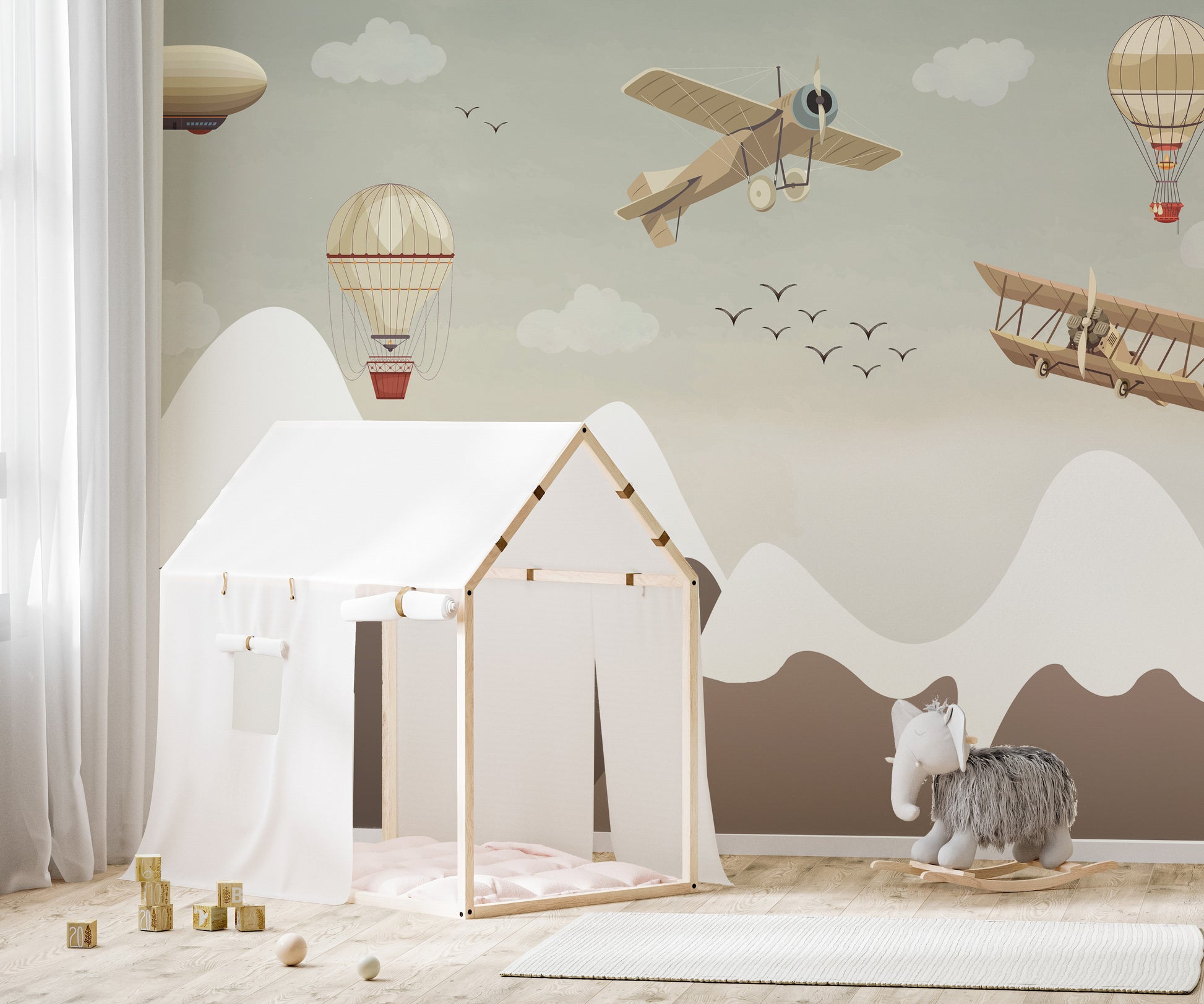 Vintage Aviation Wallpaper Mural for a bold, flying look