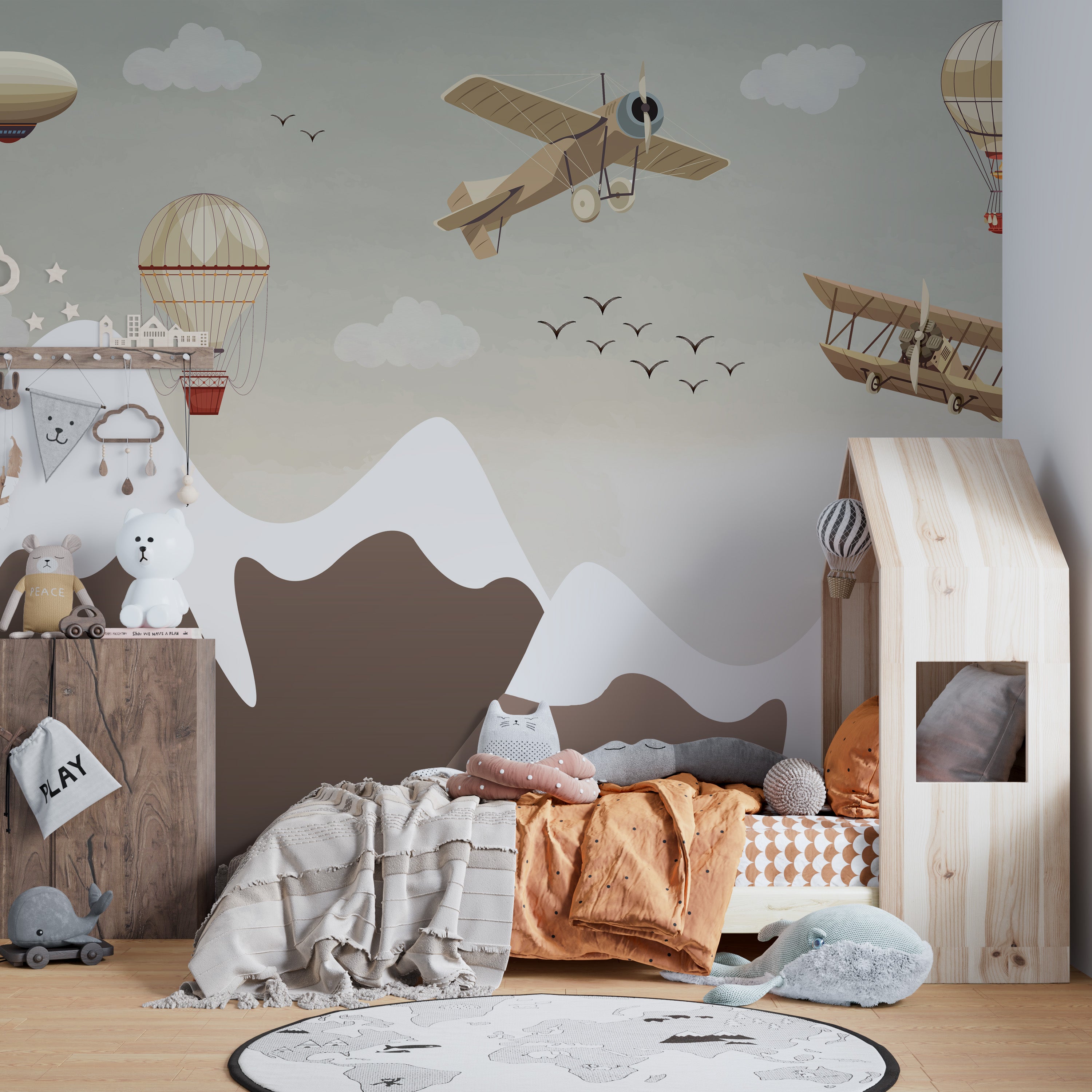 Vintage Aviation Wallpaper Mural for a playful touch