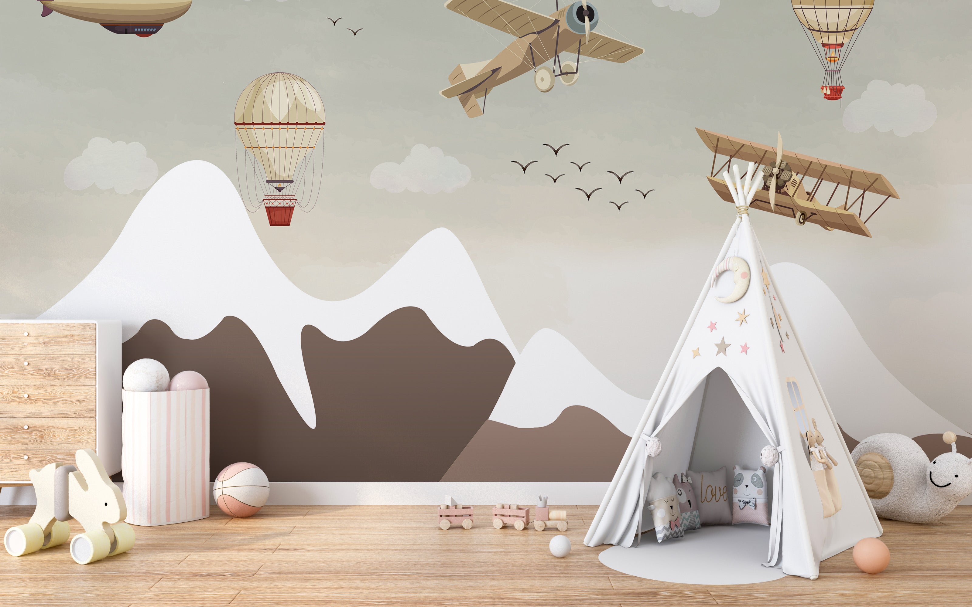 Vintage Aviation Wallpaper Mural with classic planes