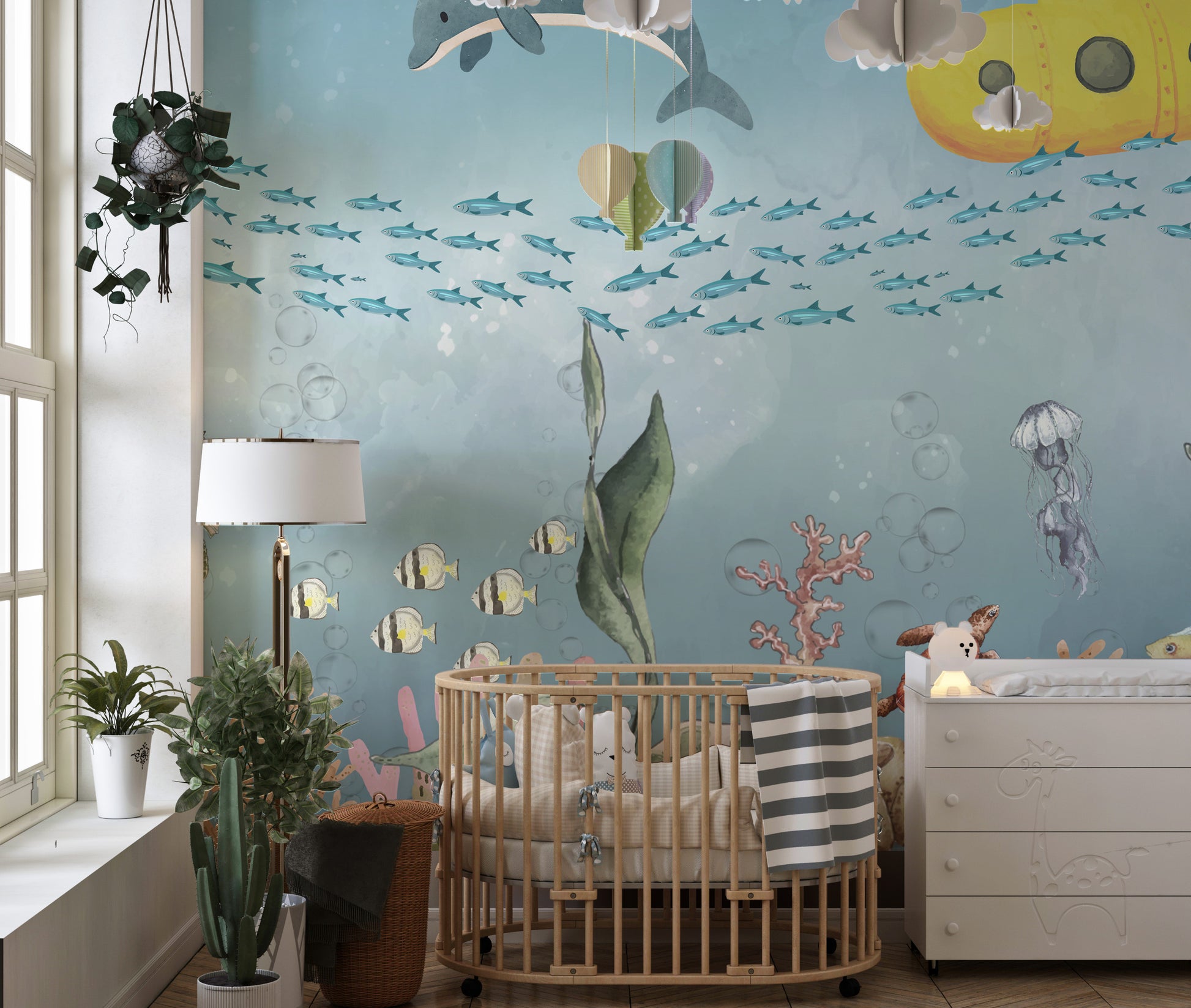 Submarine Exploration Wall Mural with deep-sea discovery