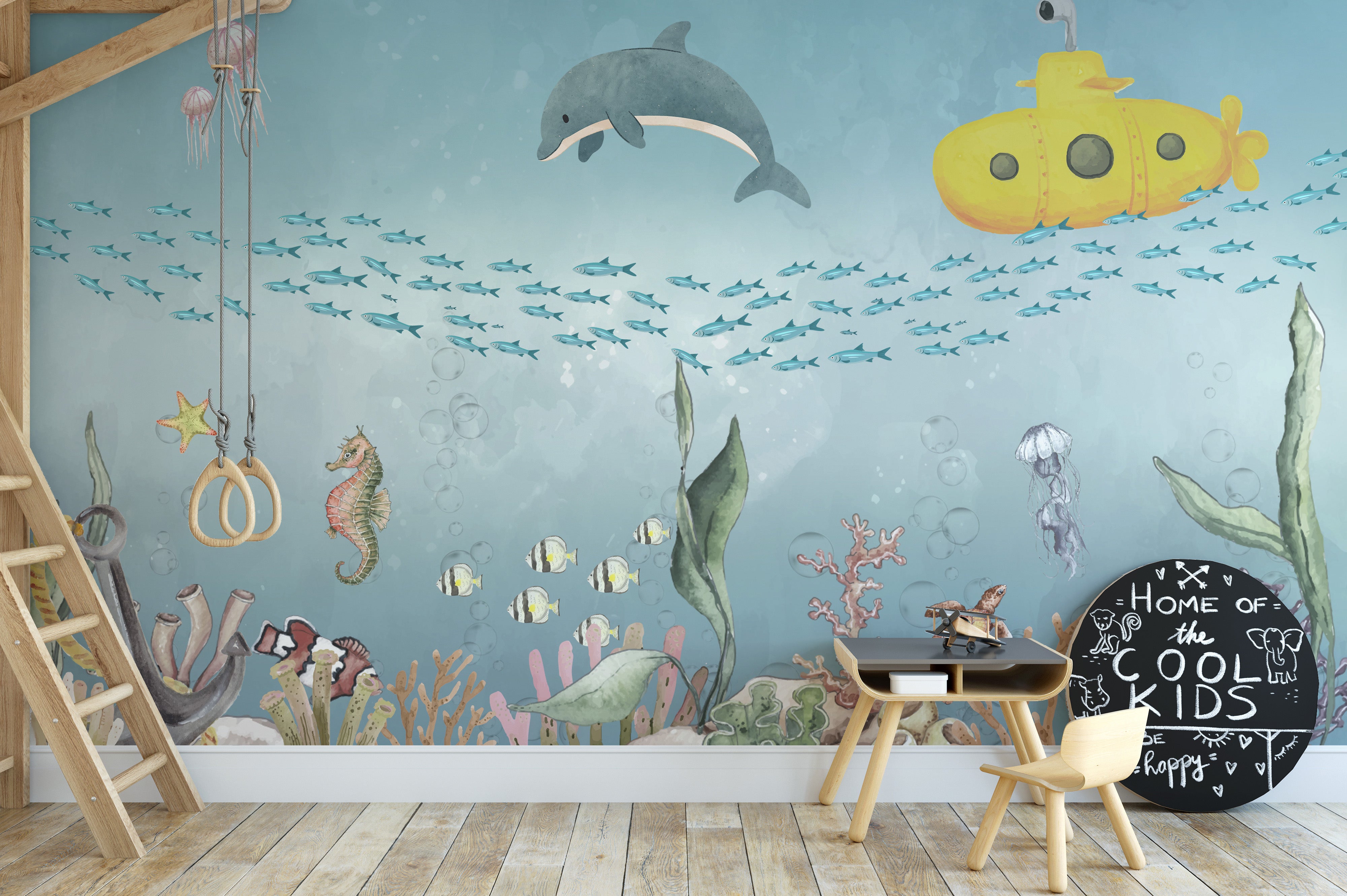 Submarine Exploration Wall Mural for an adventurous vibe