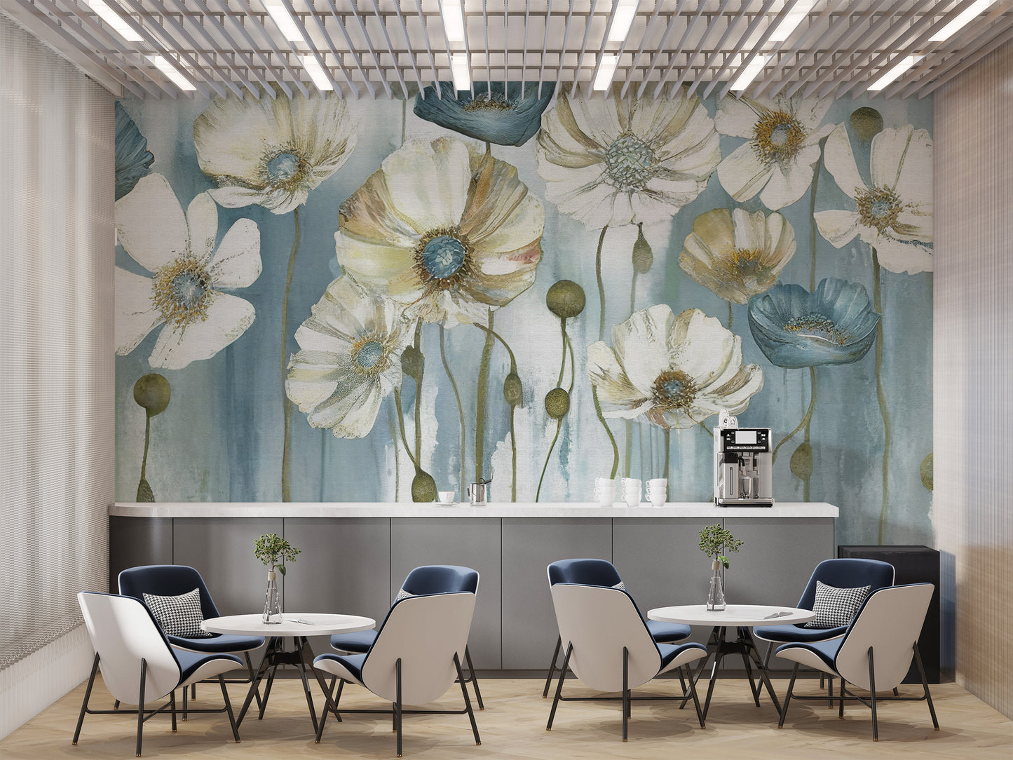 Elegant blossoming beauty mural with floral patterns