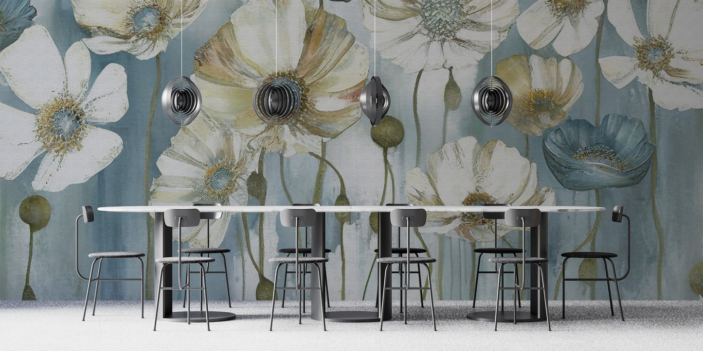 Blossoming flowers wall mural for a stylish interior touch